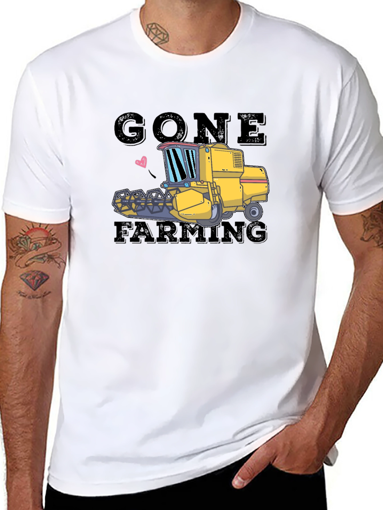 Gone Farming Tee: Tractor Graphic Black T-Shirt