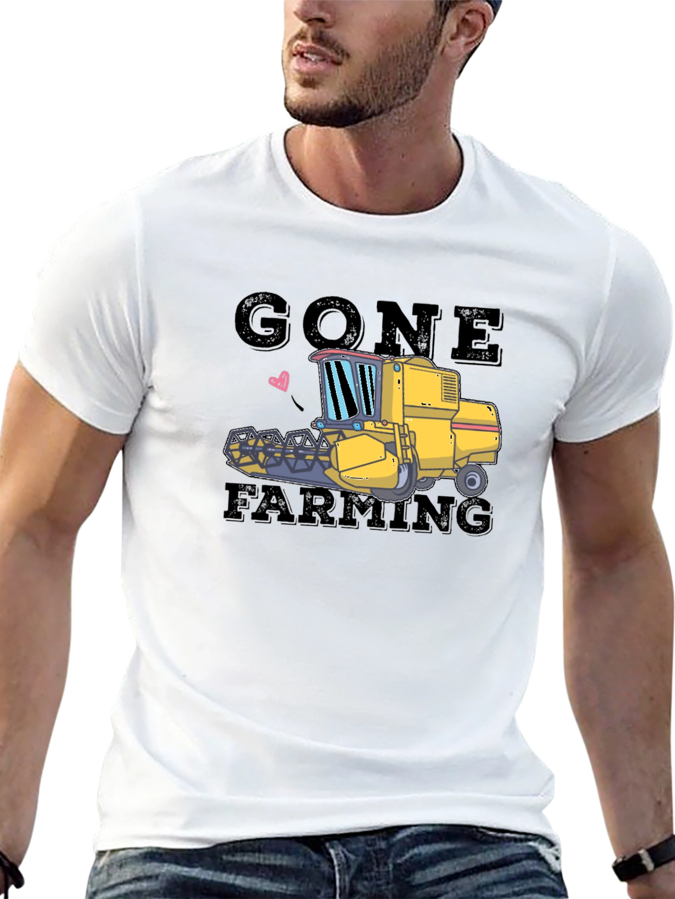 Gone Farming Tee: Tractor Graphic Black T-Shirt