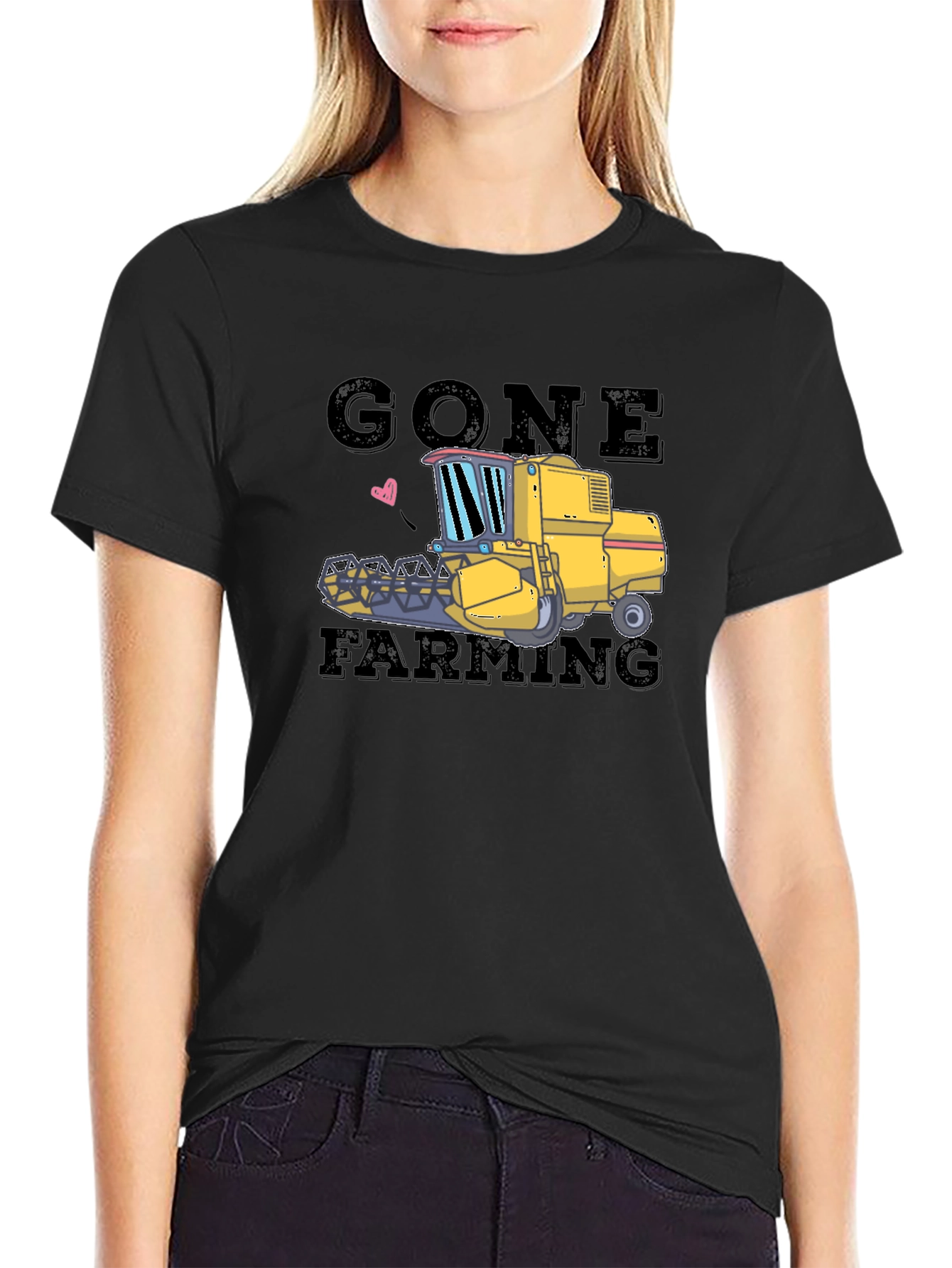 Gone Farming Tee: Tractor Graphic Black T-Shirt