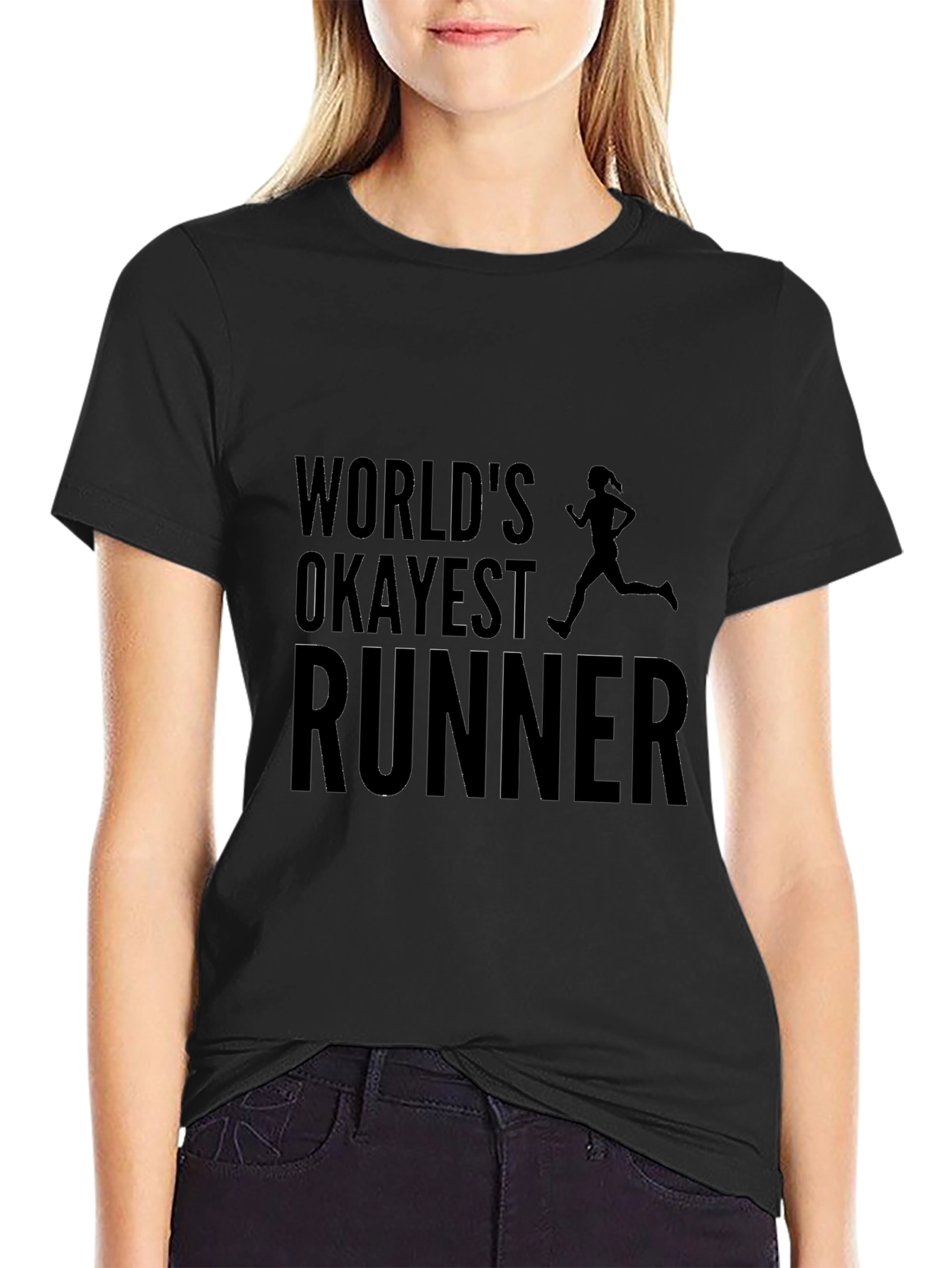 Worlds Okayest Runner Black Graphic T-Shirt