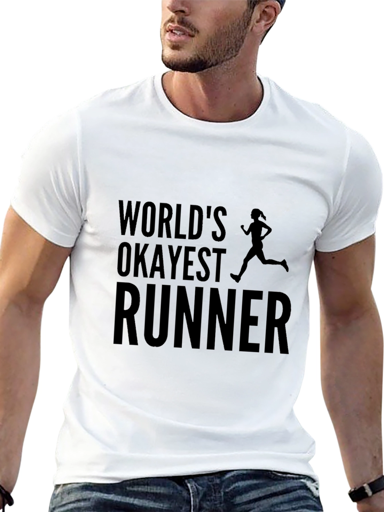 Worlds Okayest Runner Black Graphic T-Shirt