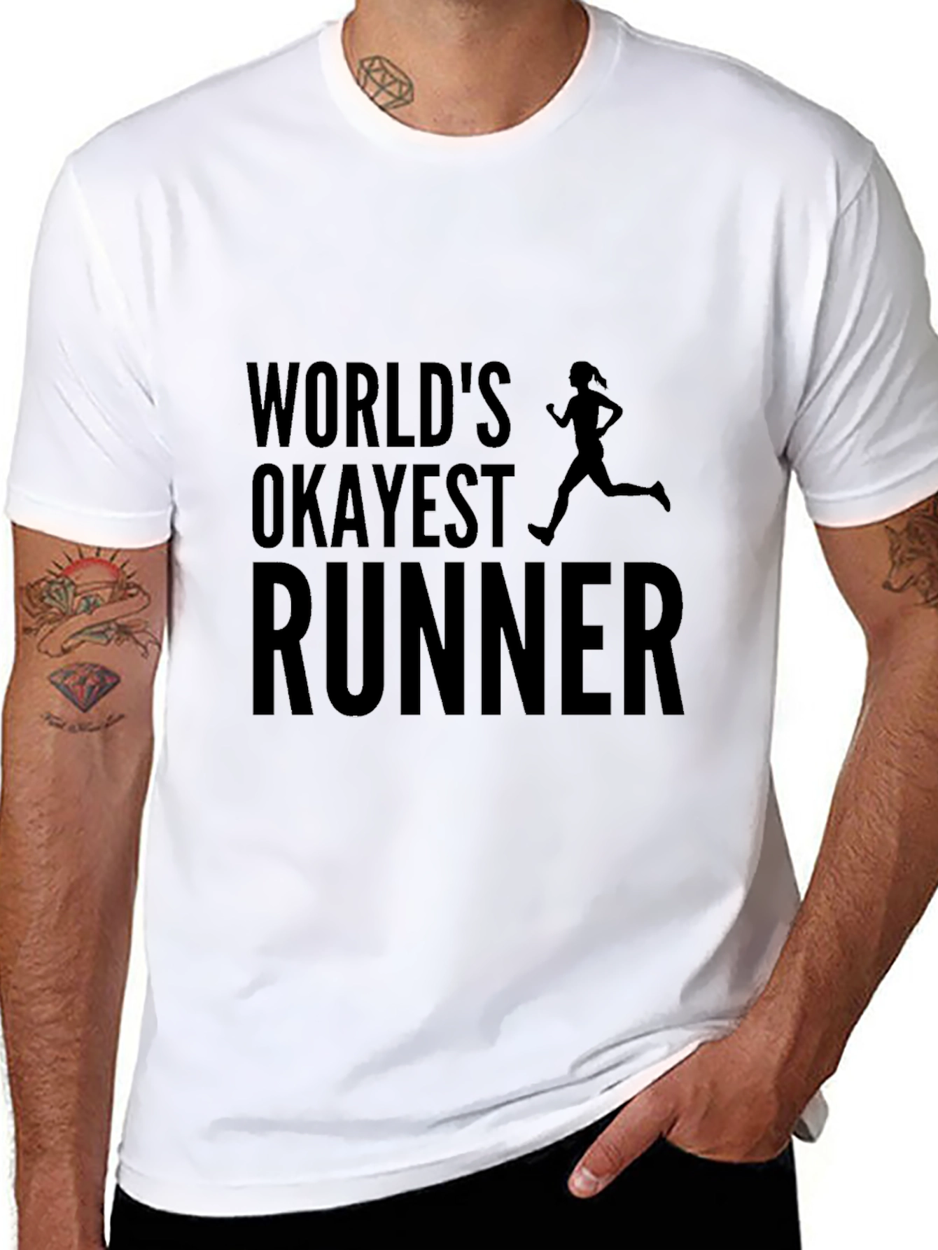 Worlds Okayest Runner Black Graphic T-Shirt