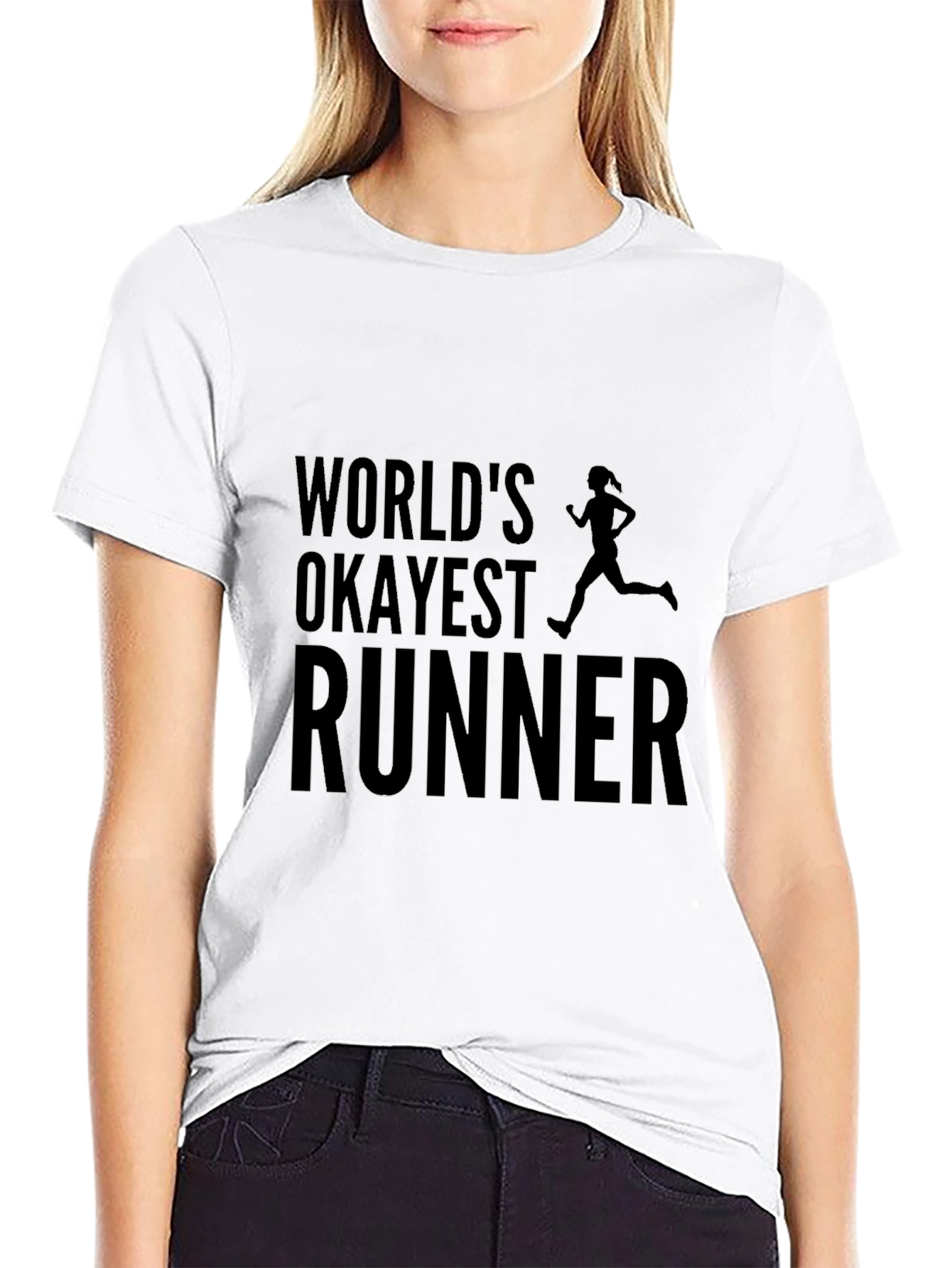 Worlds Okayest Runner Black Graphic T-Shirt