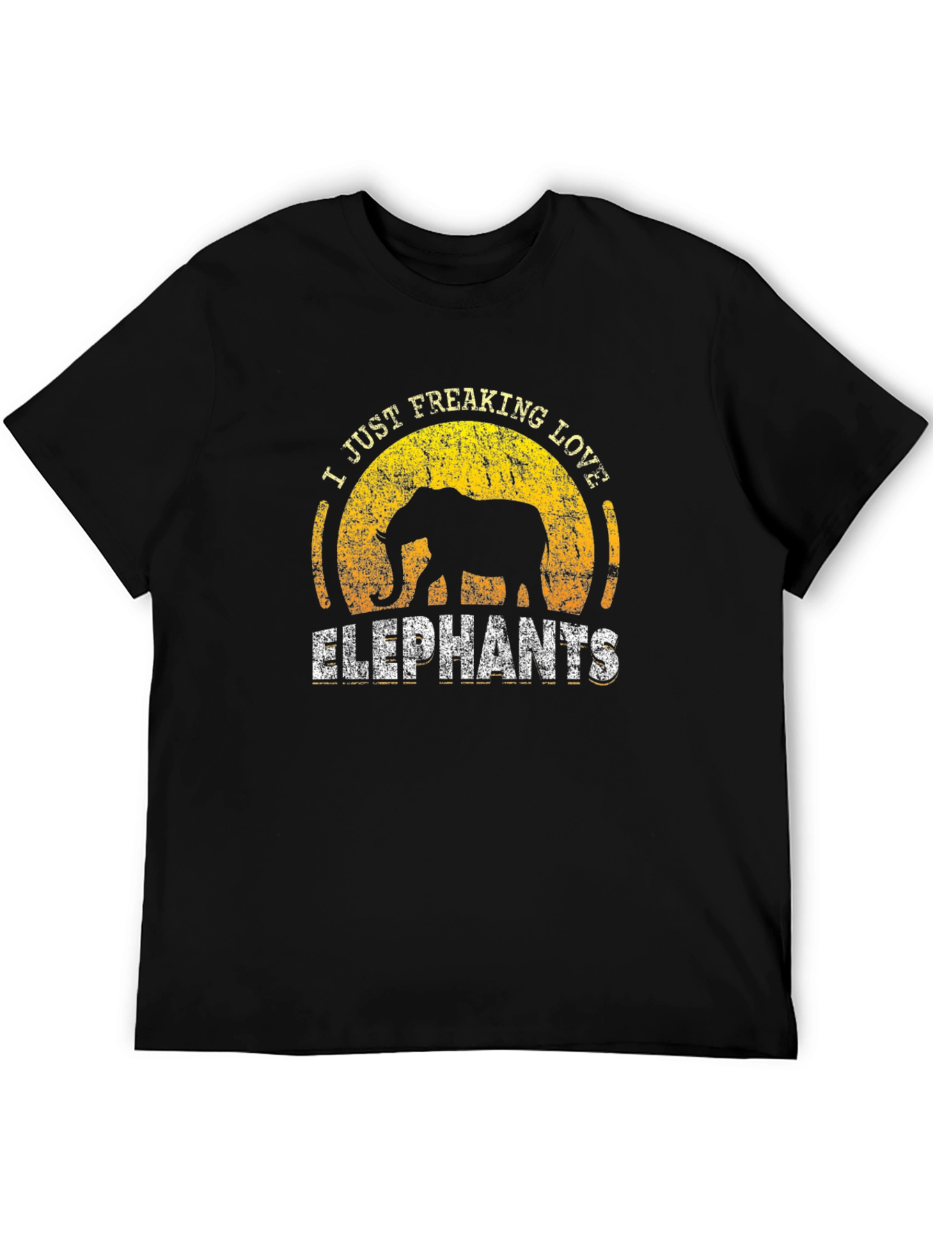 I Just Freaking Love Elephants Black Graphic Tee