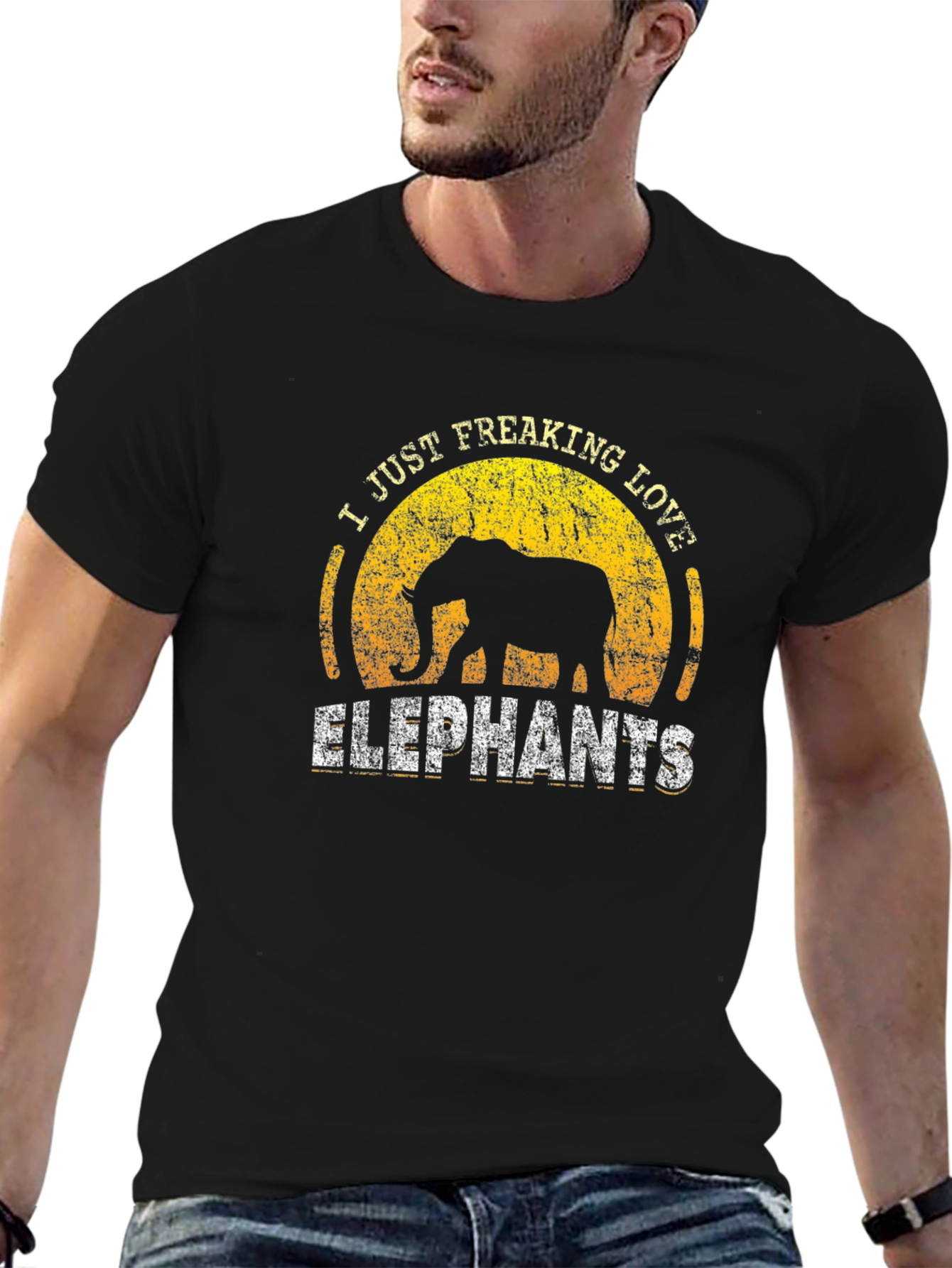 I Just Freaking Love Elephants Black Graphic Tee