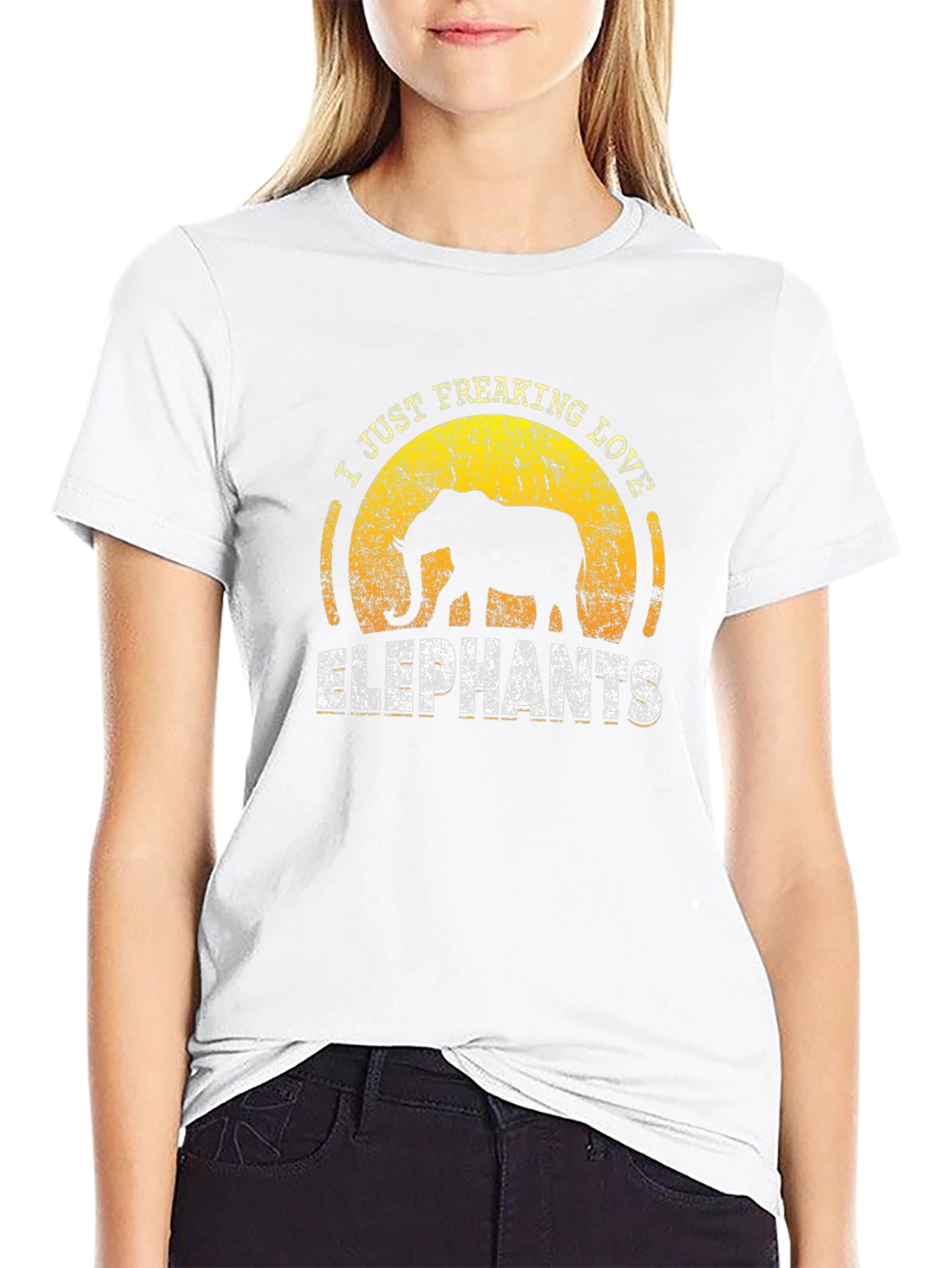 I Just Freaking Love Elephants Black Graphic Tee