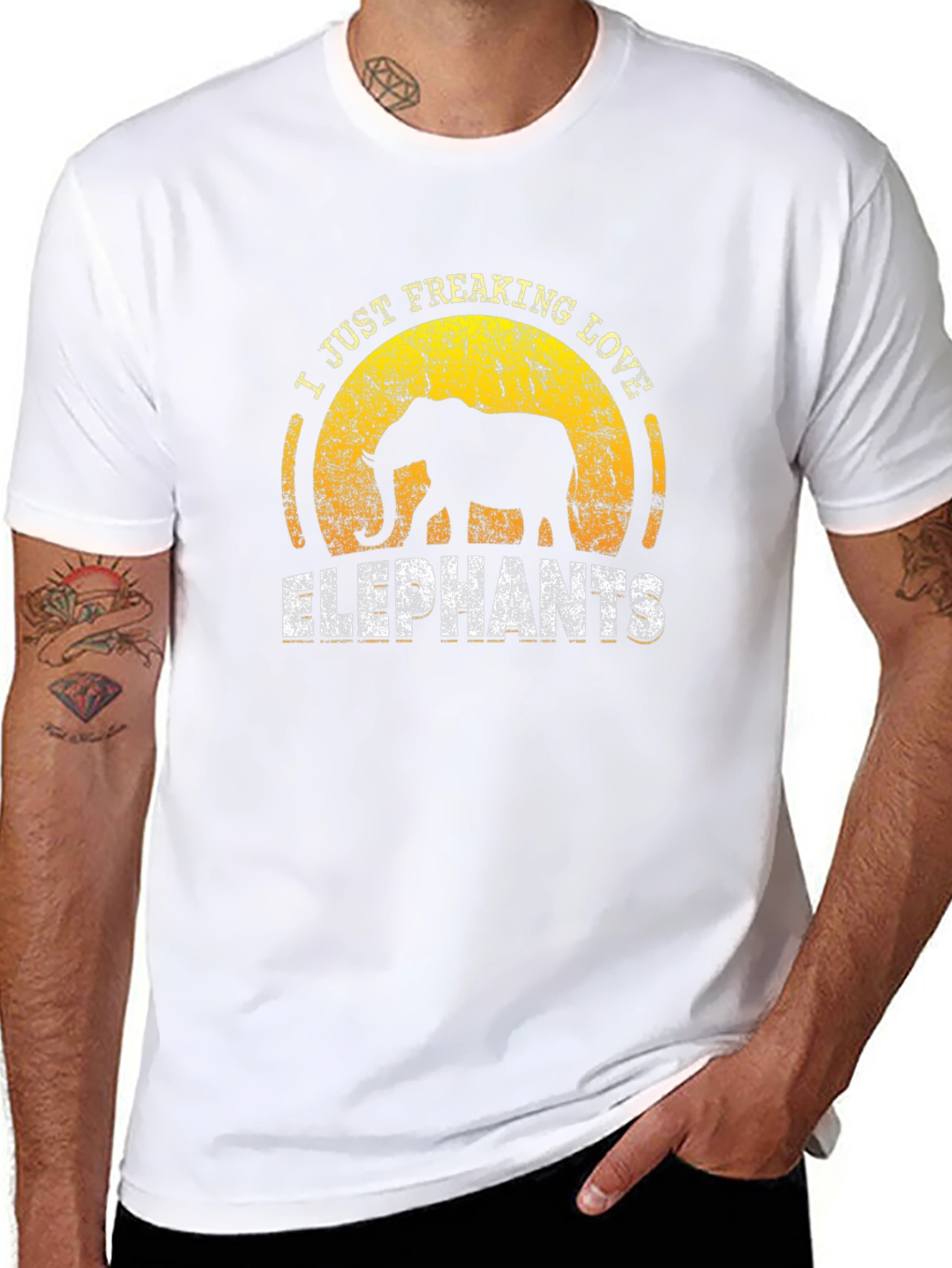 I Just Freaking Love Elephants Black Graphic Tee