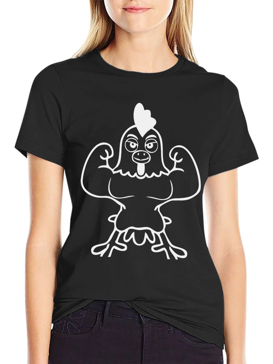 Funny Chicken Muscle Tee - Black Cotton Blend