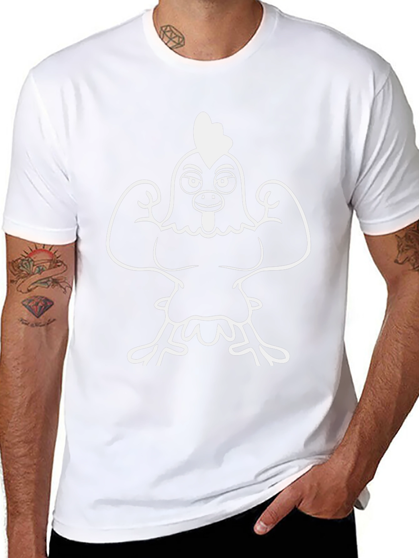 Funny Chicken Muscle Tee - Black Cotton Blend