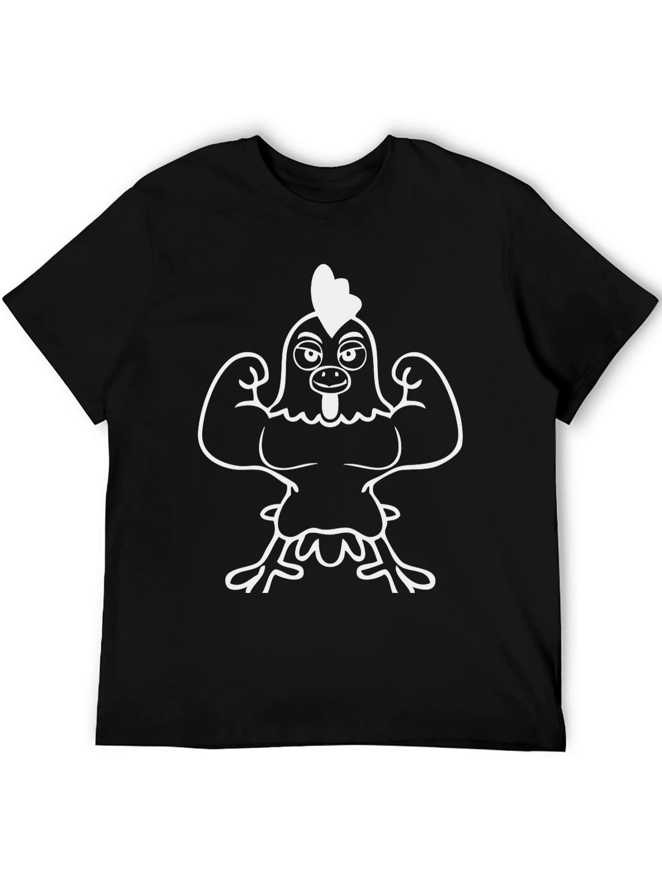 Funny Chicken Muscle Tee - Black Cotton Blend