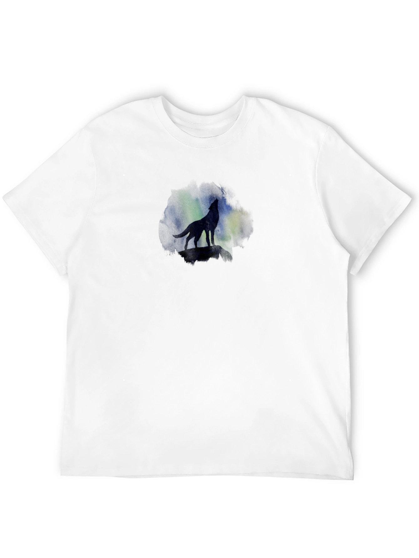 Wolf Silhouette Tee - Aurora Borealis Graphic