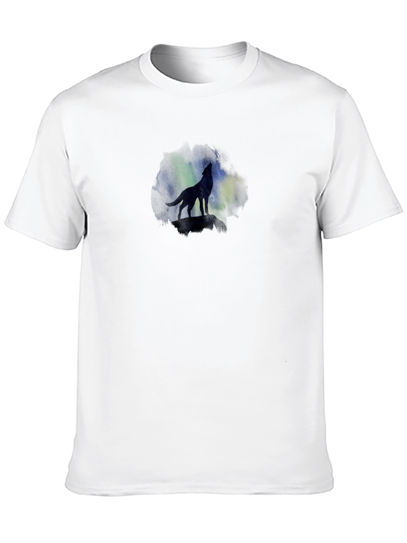 Wolf Silhouette Tee - Aurora Borealis Graphic