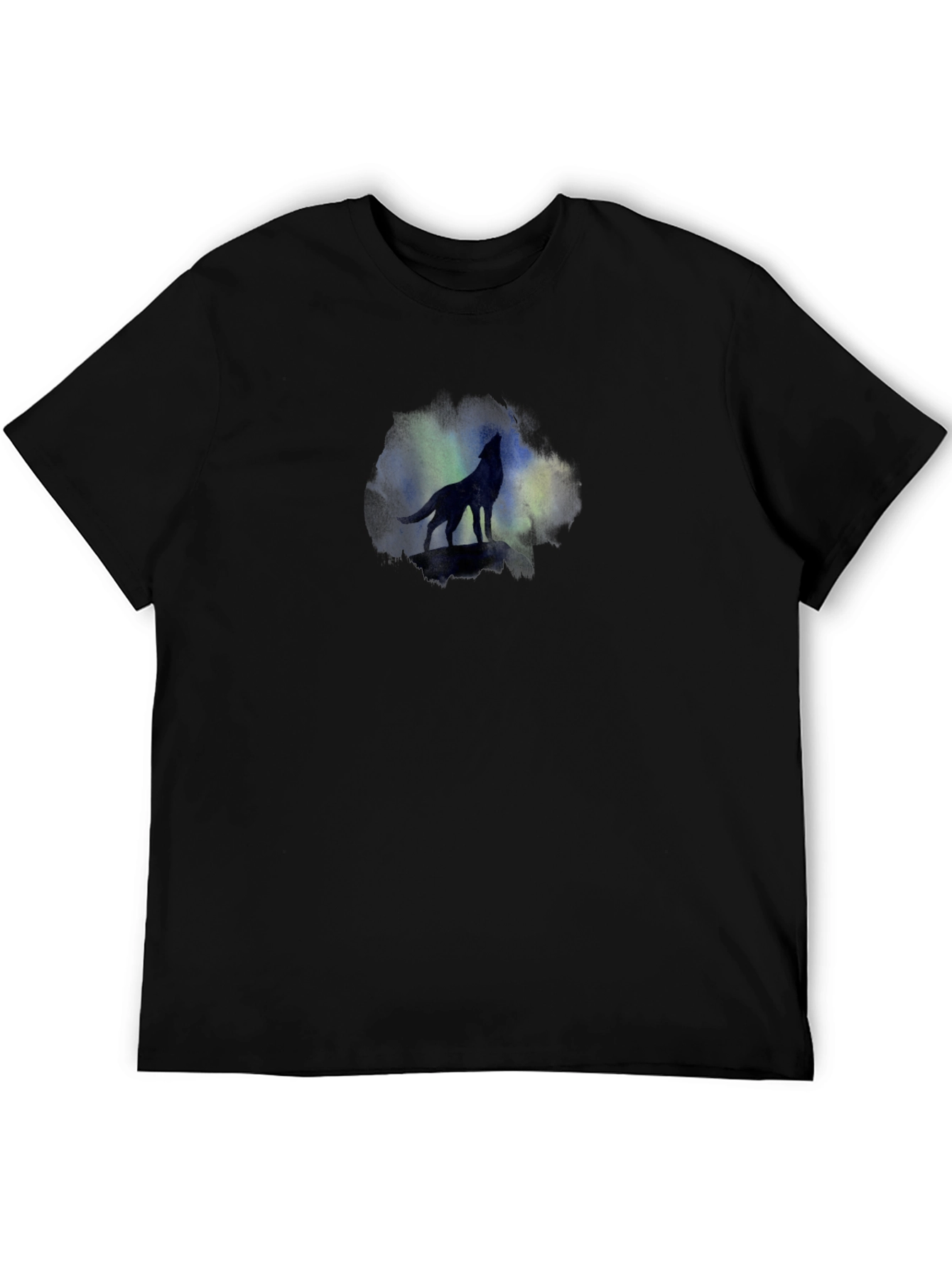 Wolf Silhouette Tee - Aurora Borealis Graphic