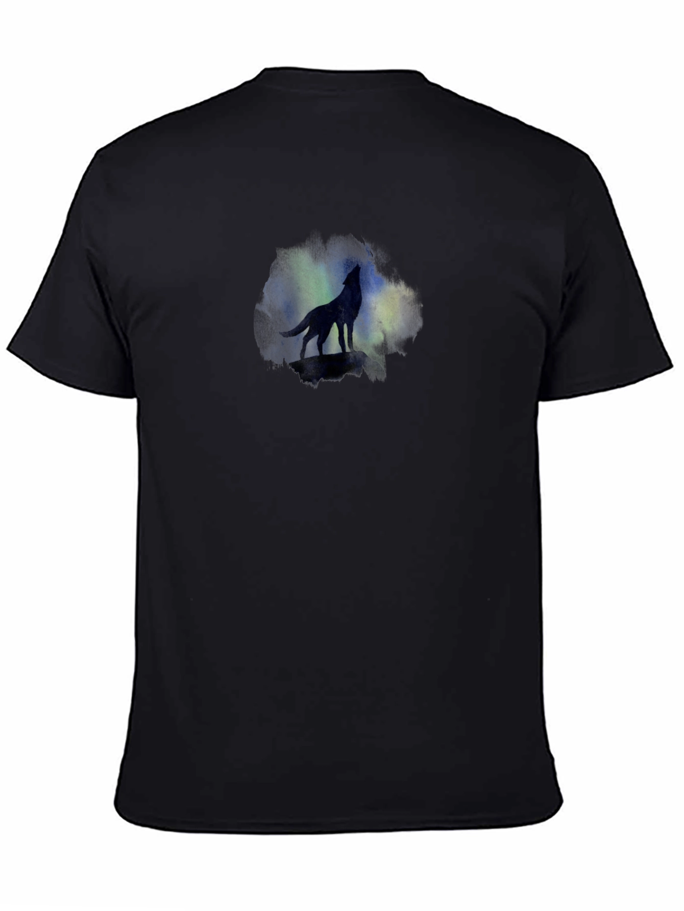 Wolf Silhouette Tee - Aurora Borealis Graphic