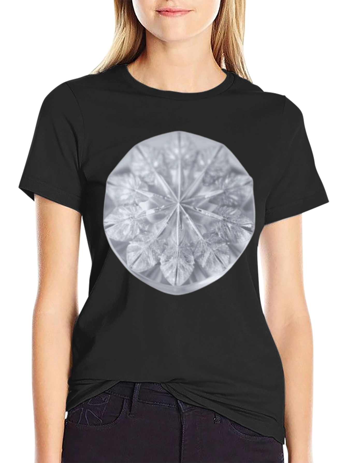 Geometric Crystal Design Black T-Shirt