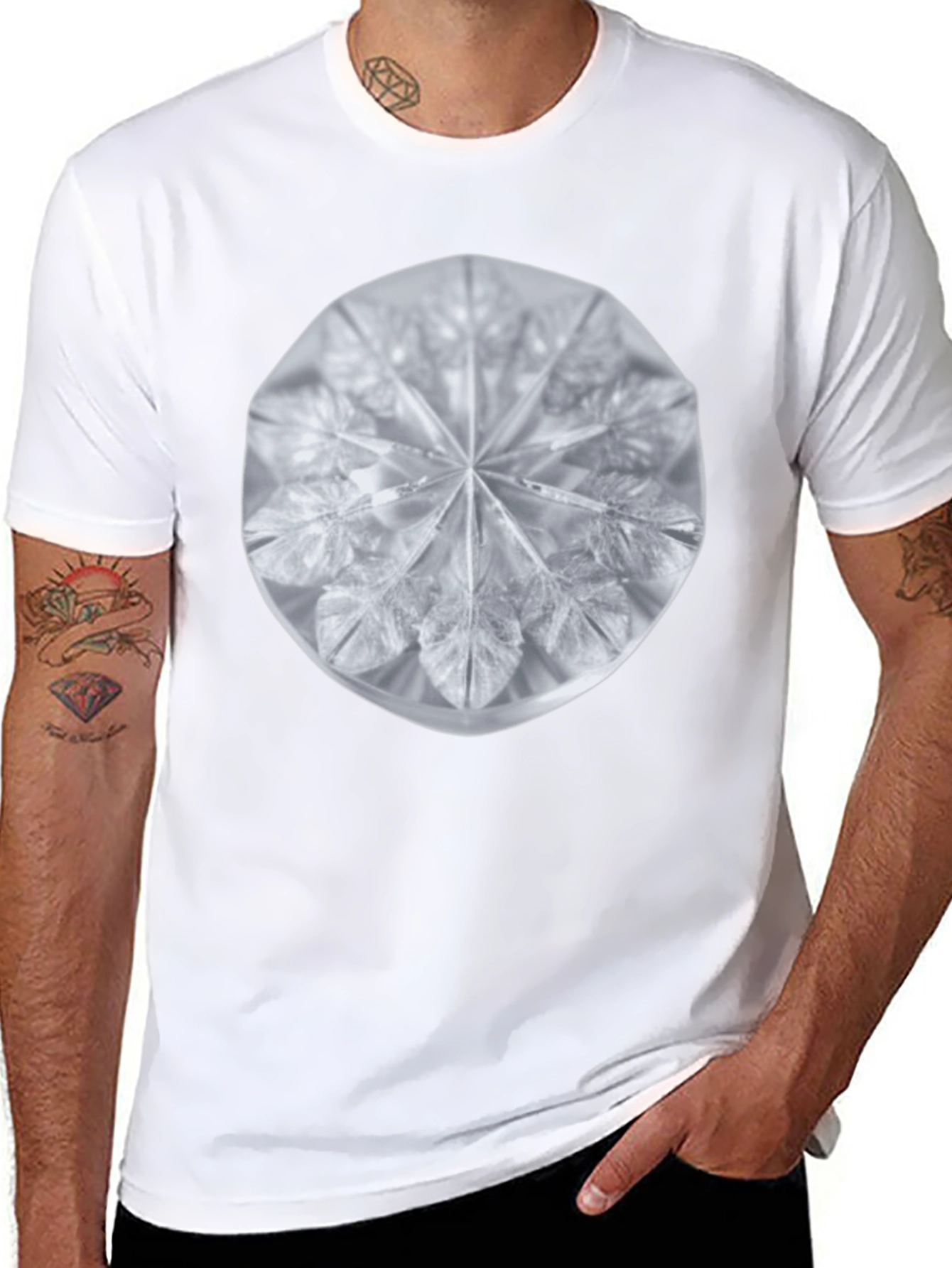 Geometric Crystal Design Black T-Shirt