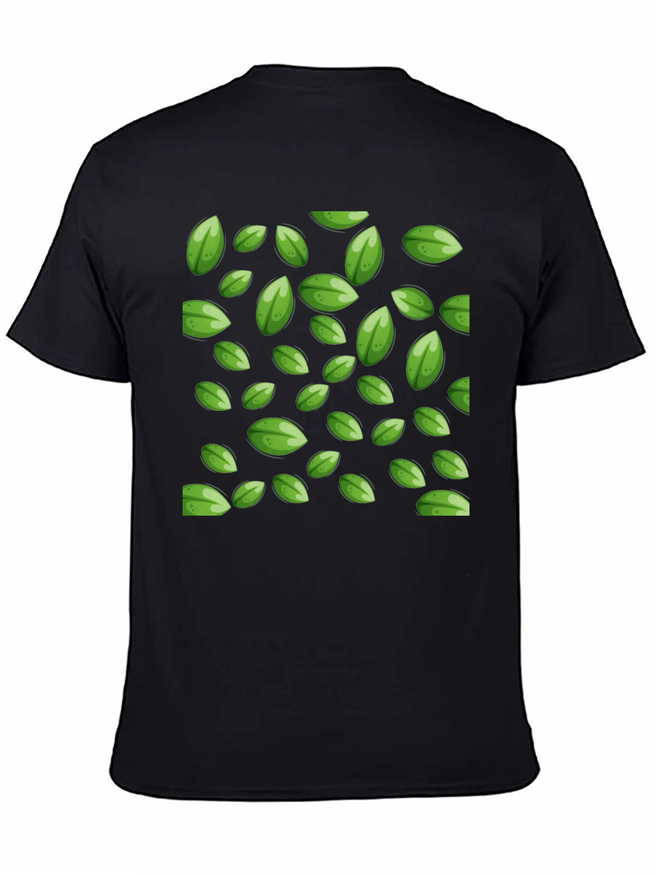 Leaf Pattern Black T-Shirt