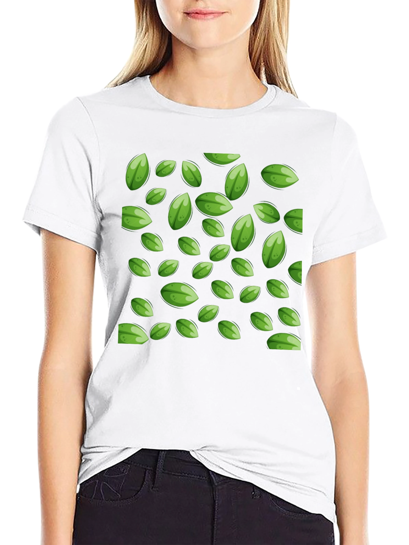Leaf Pattern Black T-Shirt