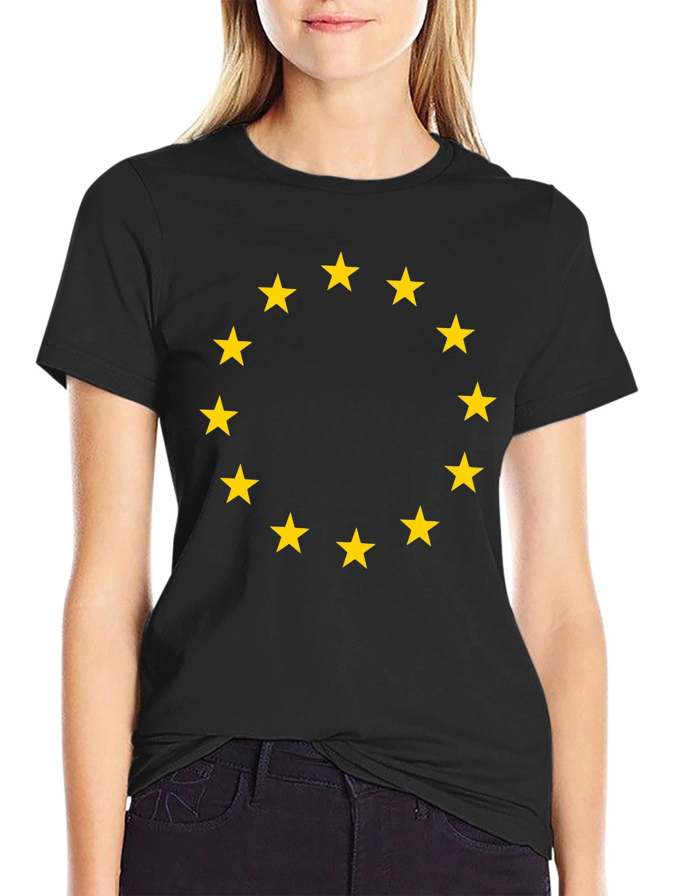 EU Stars T-Shirt - Black Cotton Tee