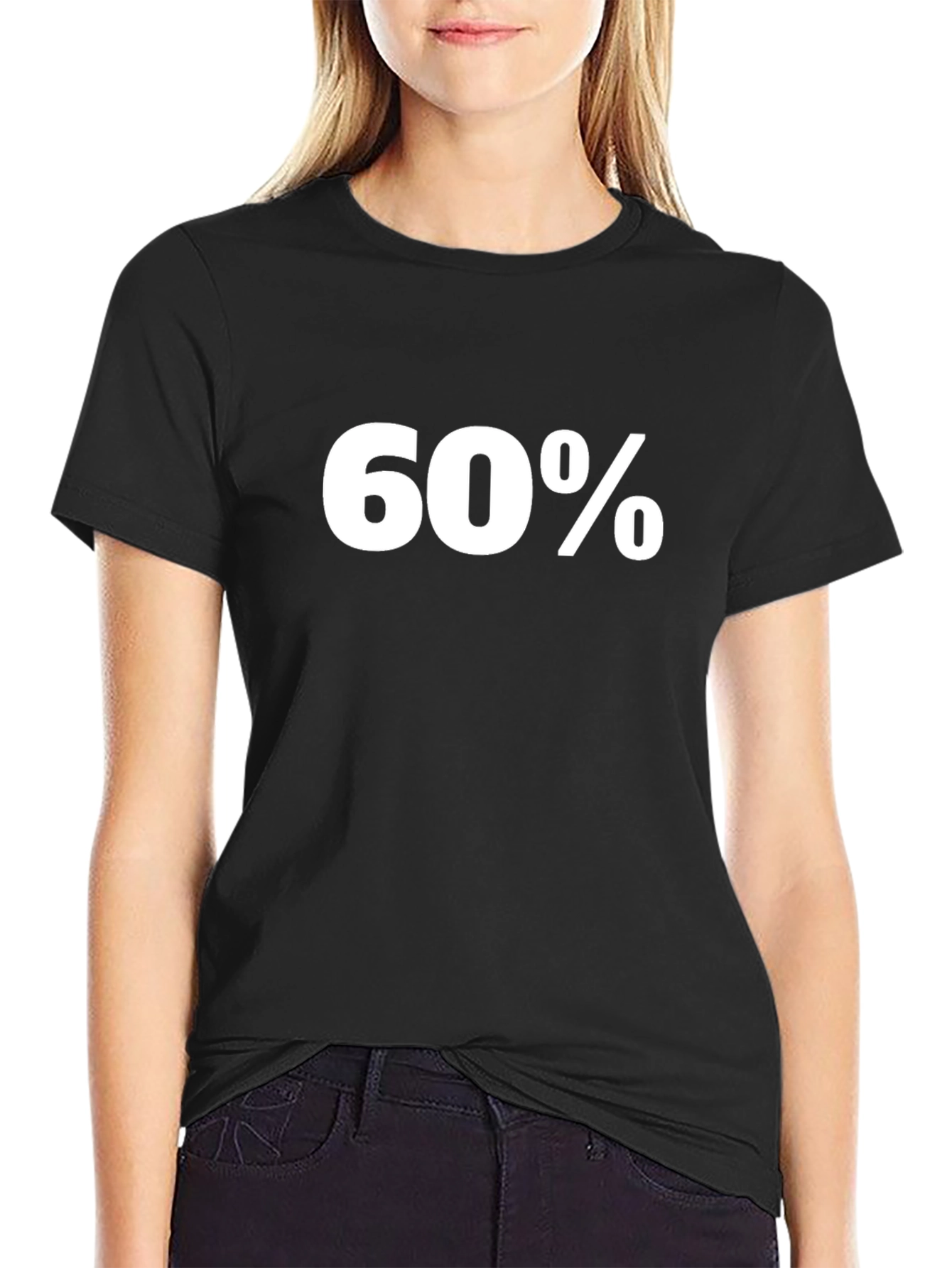 60% Percent Text Graphic T-Shirt - Black Cotton Tee