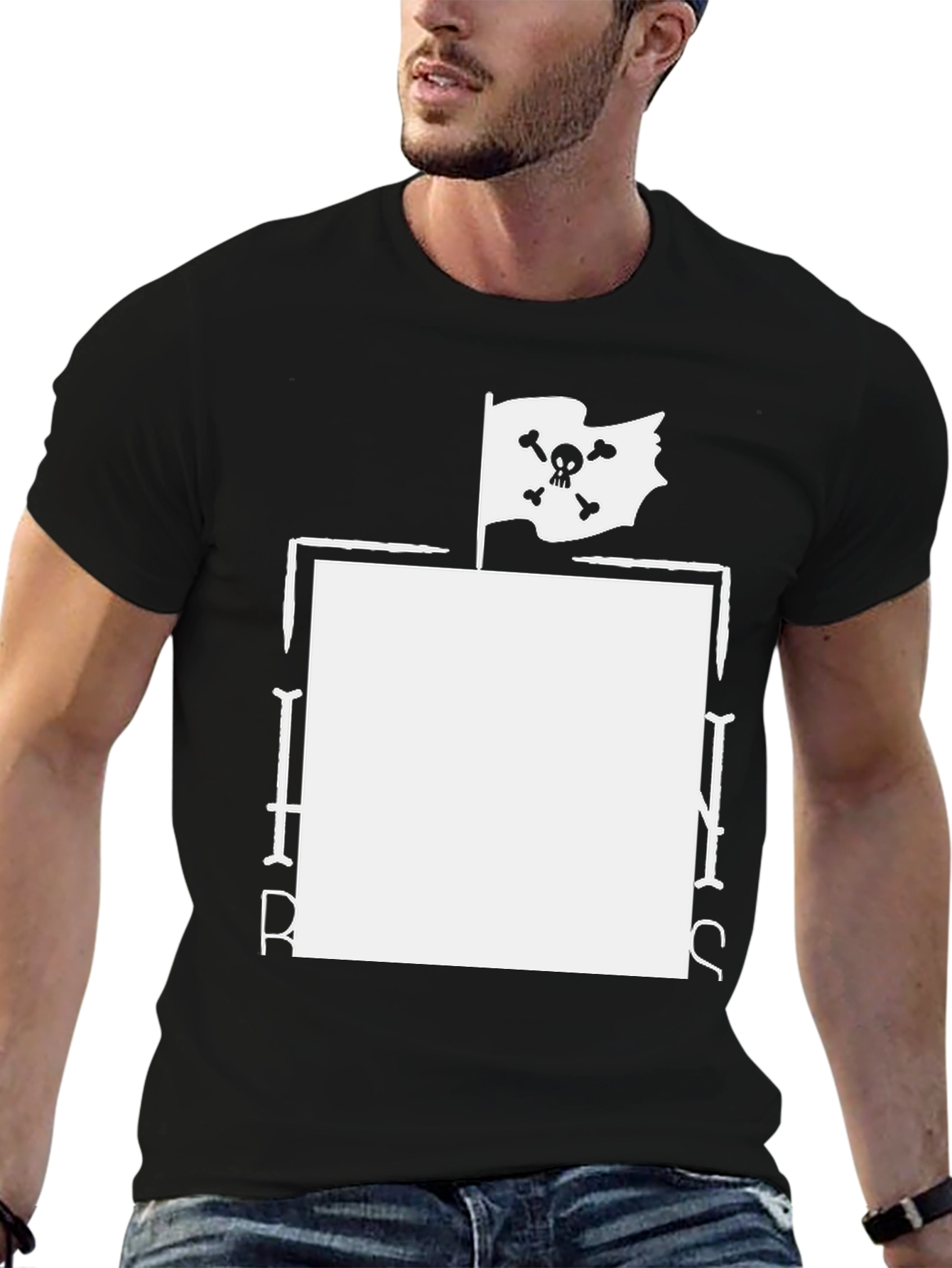 Pirate Flag Graphic T-Shirt - Black Cotton Tee