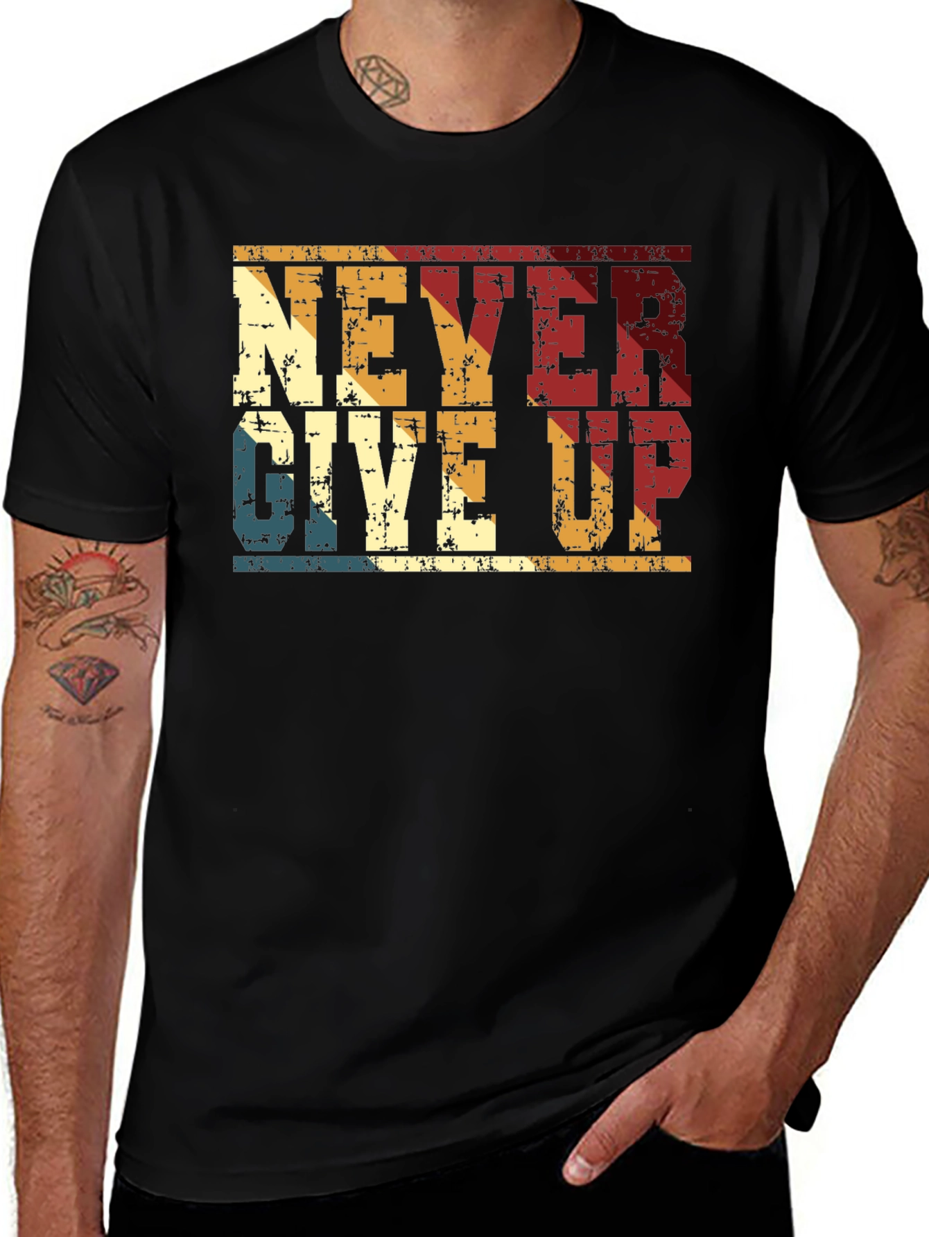 Never Give Up Retro T-Shirt