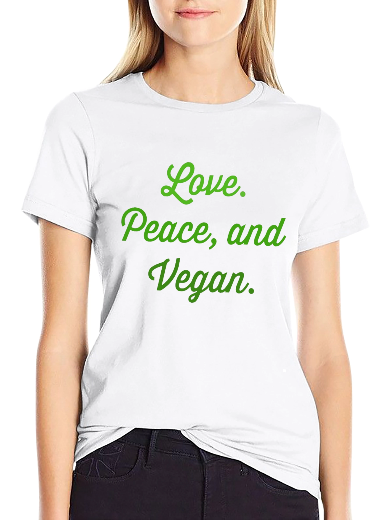 Love Peace Vegan T-Shirt - Black Cotton Blend