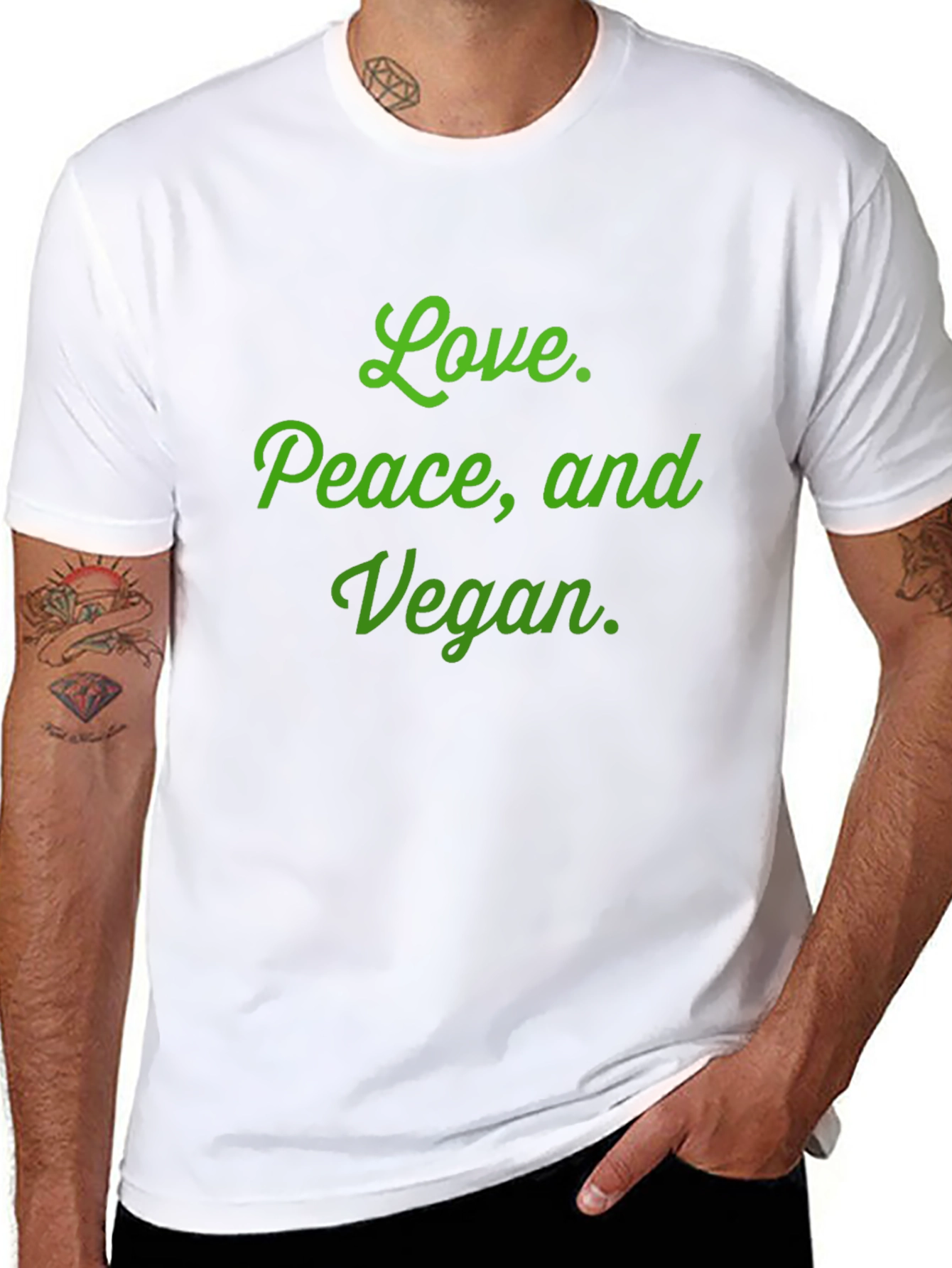 Love Peace Vegan T-Shirt - Black Cotton Blend