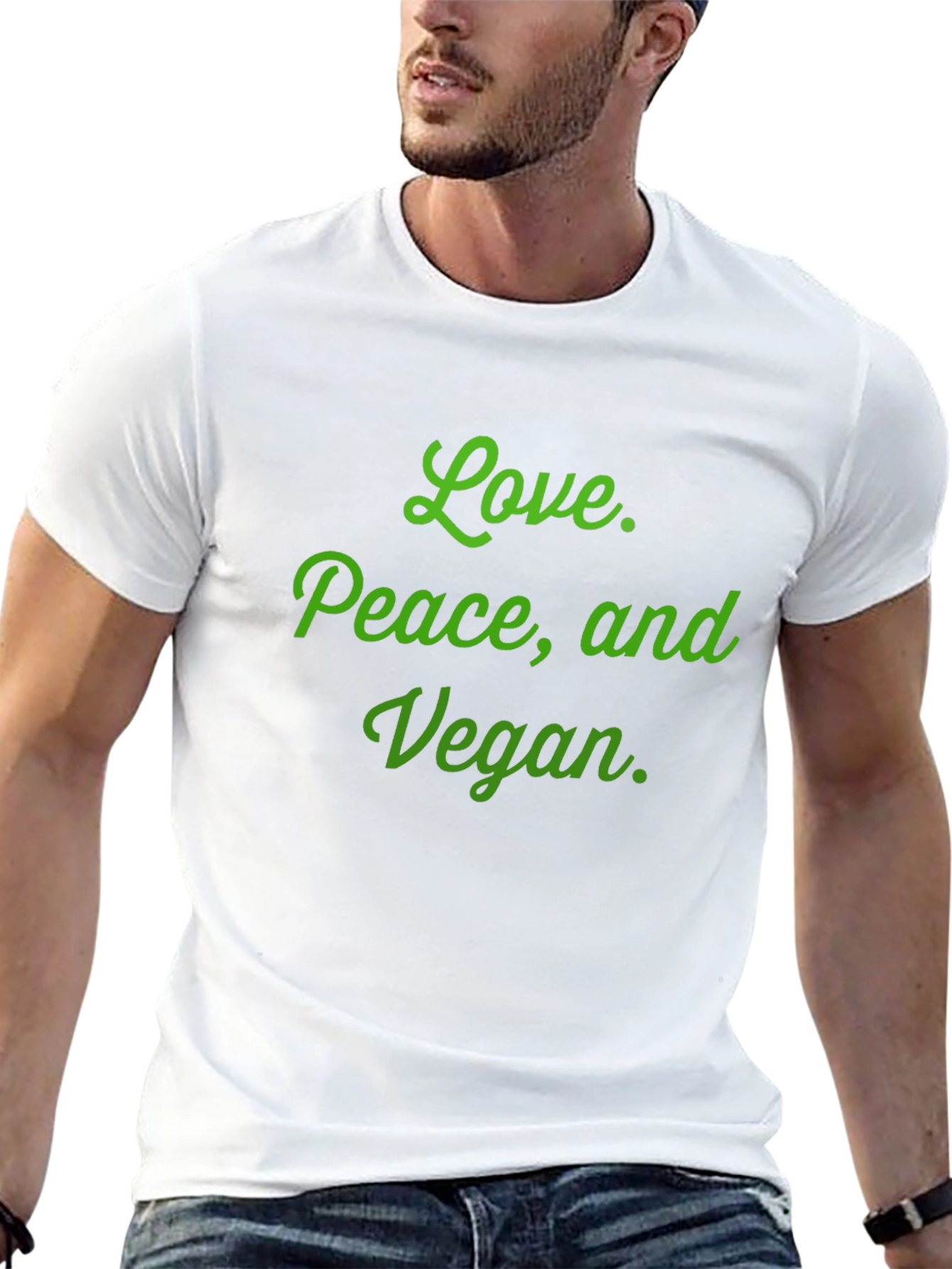 Love Peace Vegan T-Shirt - Black Cotton Blend
