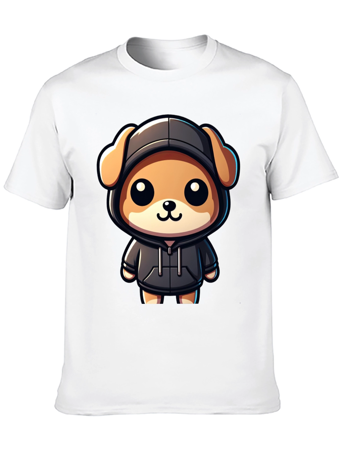 Cute Cartoon Dog in Hoodie T-Shirt