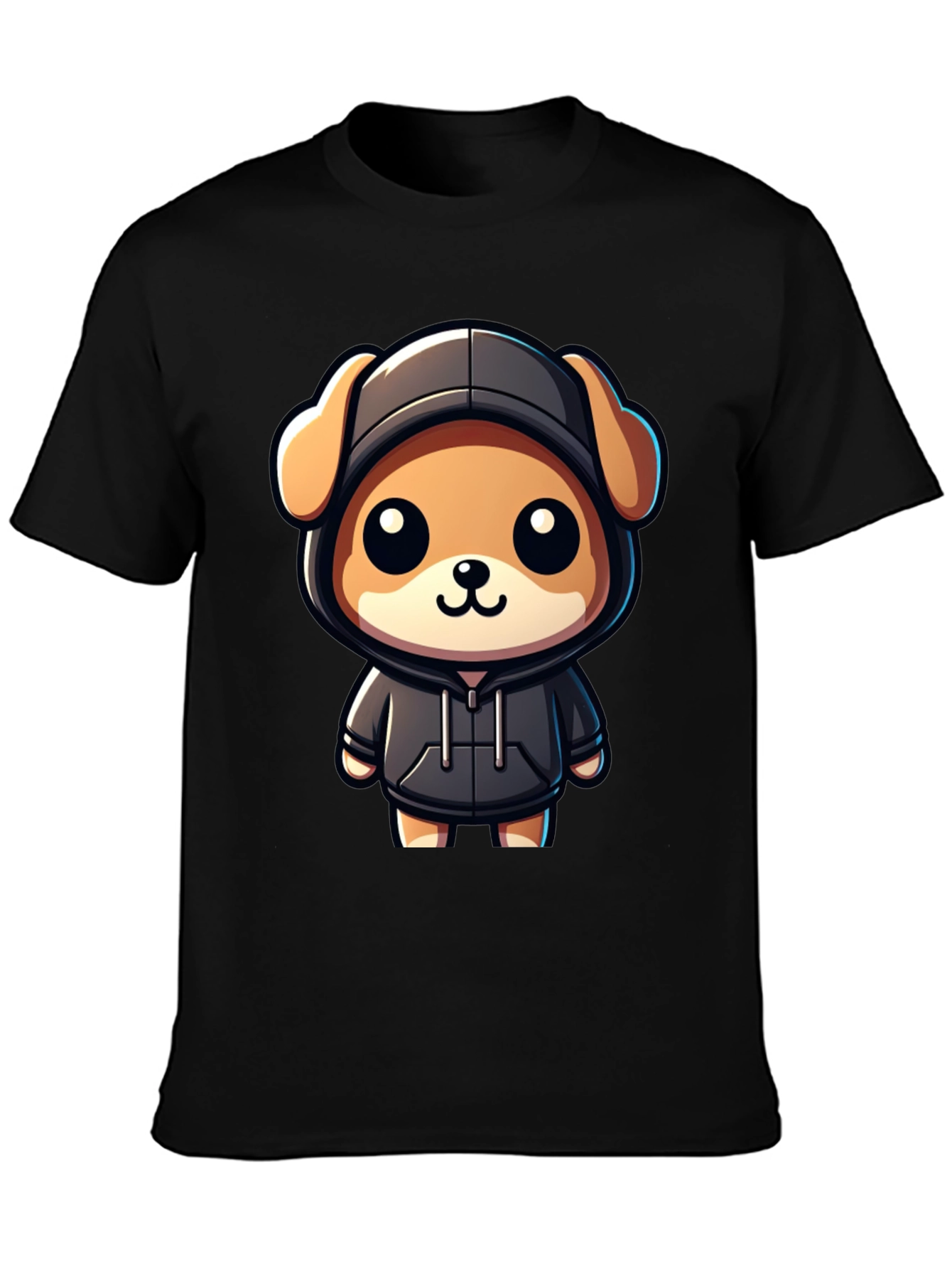 Cute Cartoon Dog in Hoodie T-Shirt