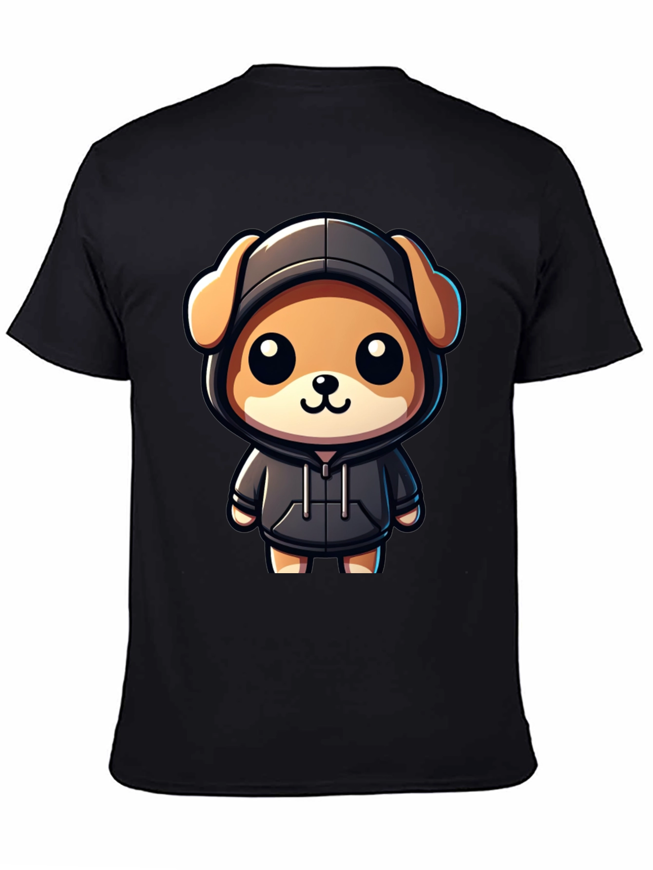 Cute Cartoon Dog in Hoodie T-Shirt