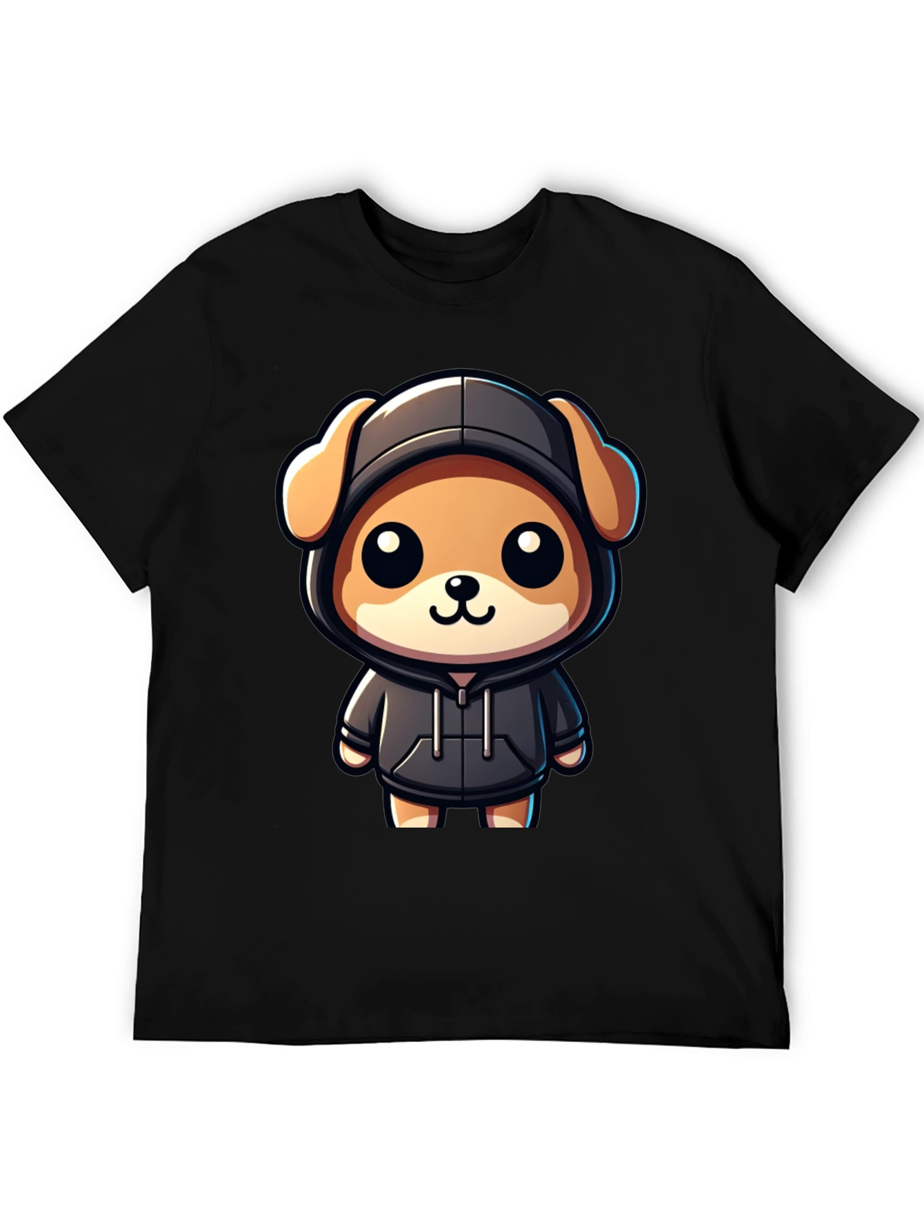 Cute Cartoon Dog in Hoodie T-Shirt