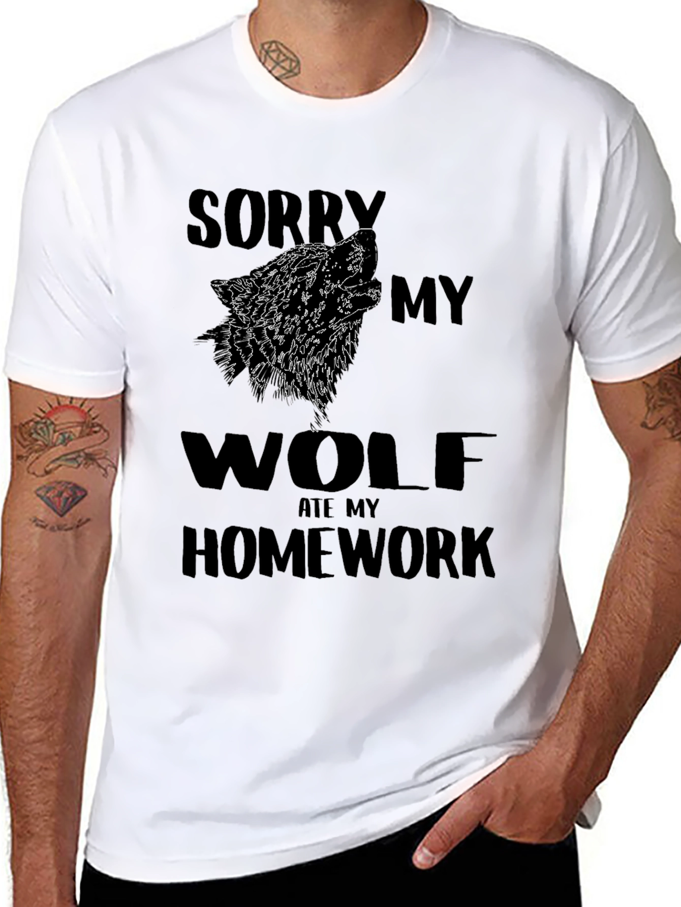 Wolf Ate Homework T-Shirt - Funny Graphic Tee