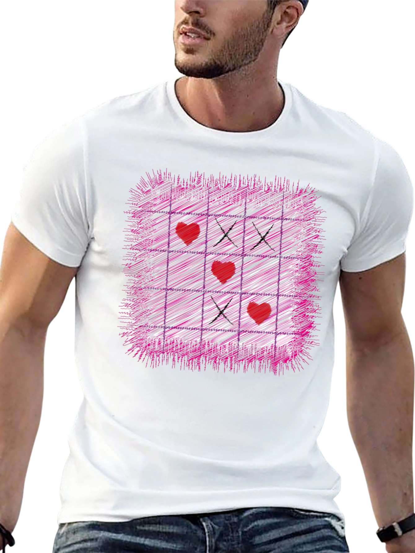 Tic-Tac-Toe Heart Graphic T-Shirt