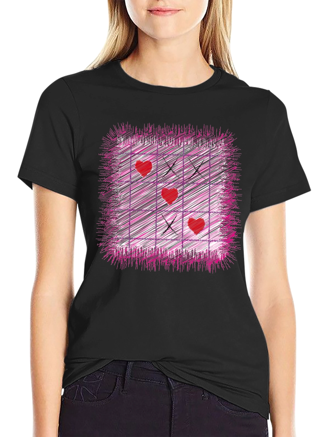 Tic-Tac-Toe Heart Graphic T-Shirt
