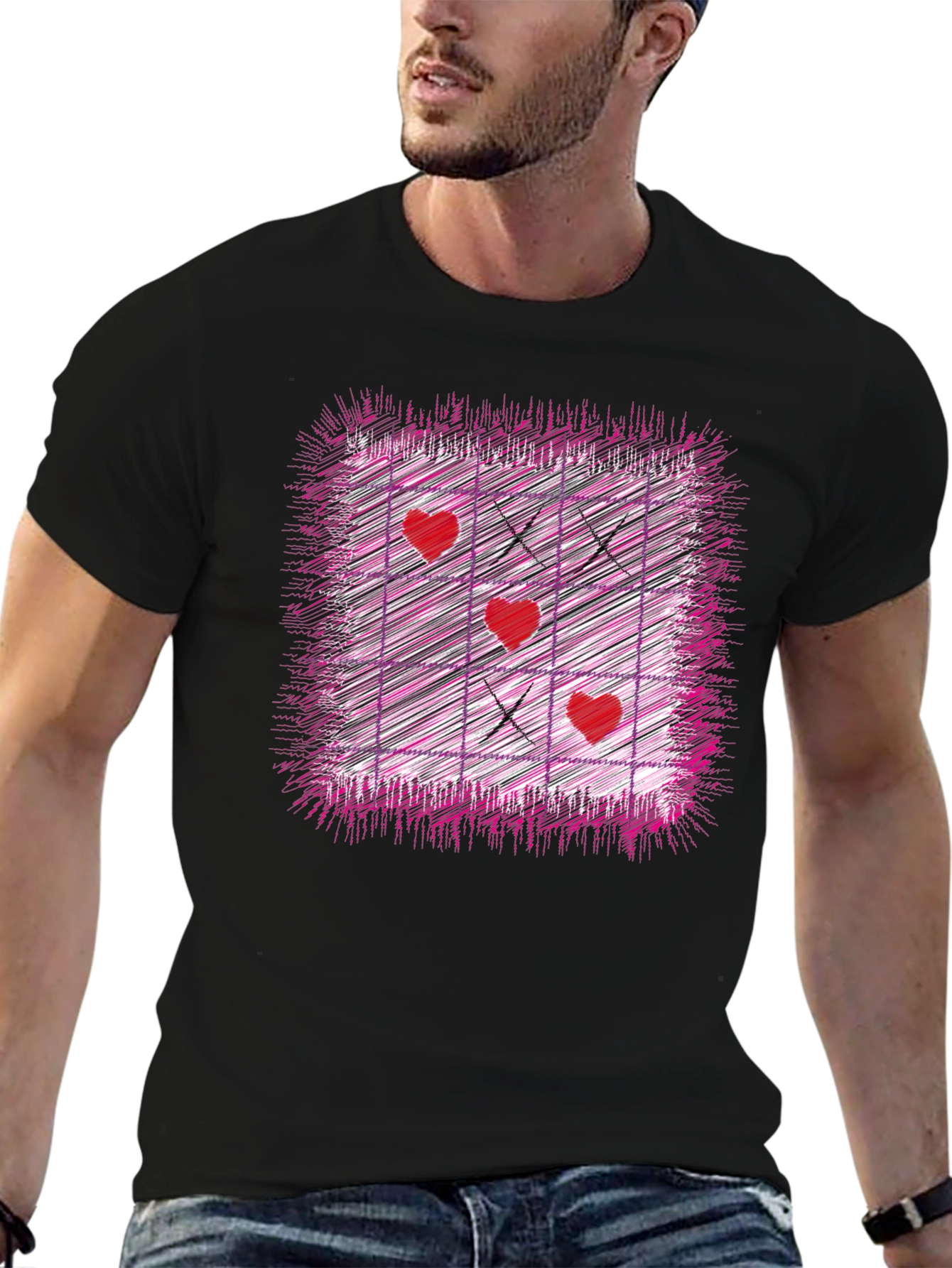 Tic-Tac-Toe Heart Graphic T-Shirt