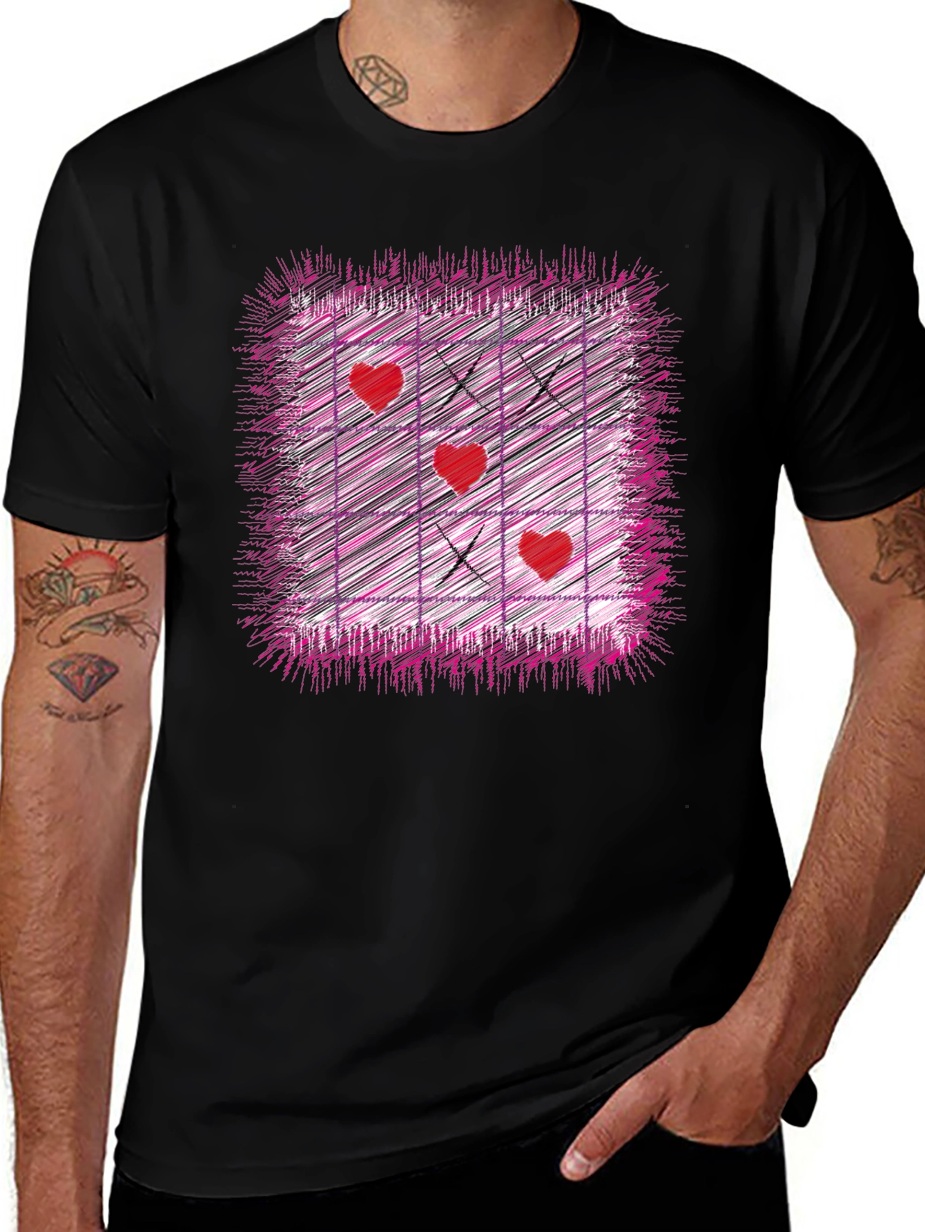 Tic-Tac-Toe Heart Graphic T-Shirt