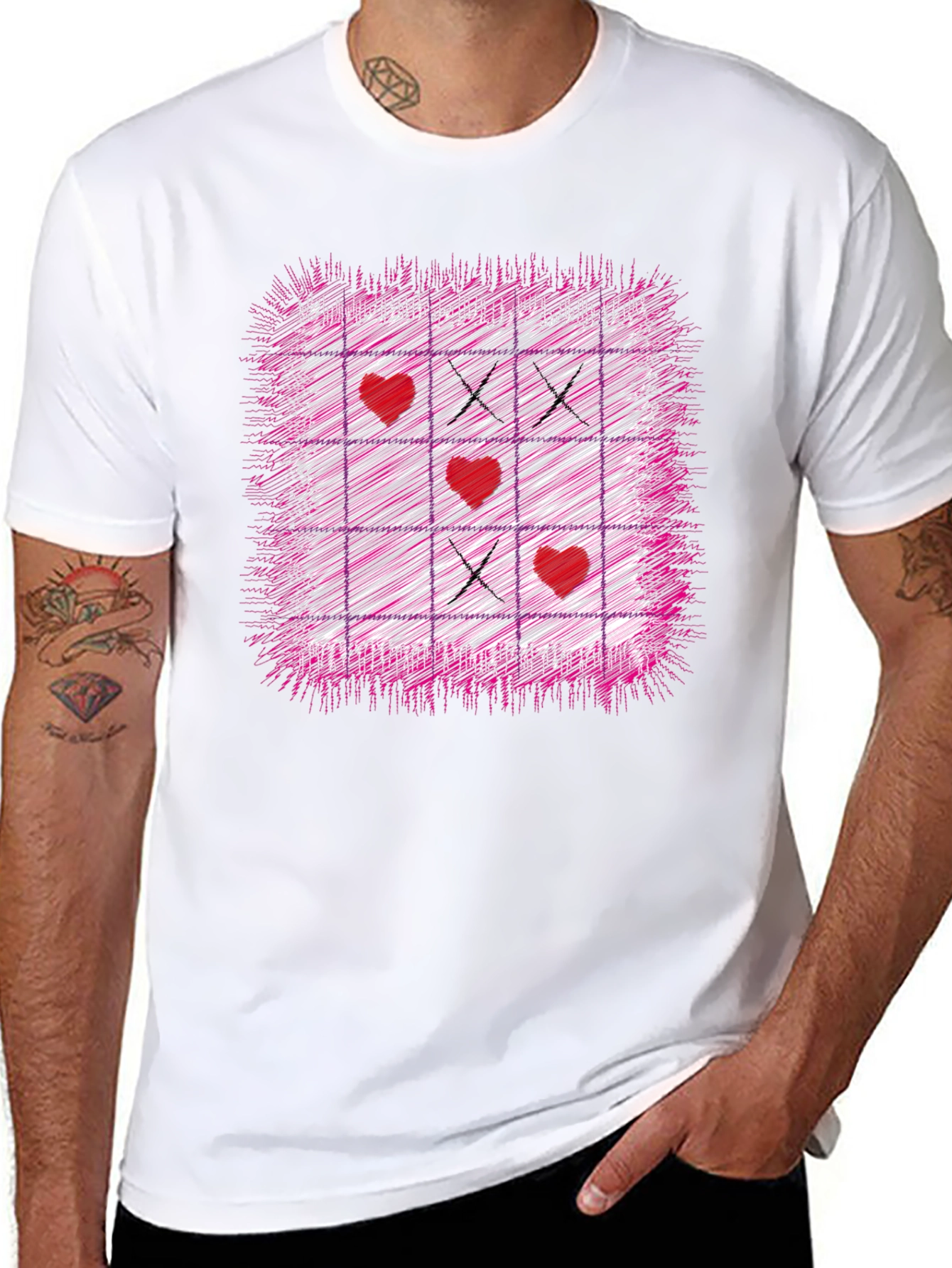 Tic-Tac-Toe Heart Graphic T-Shirt