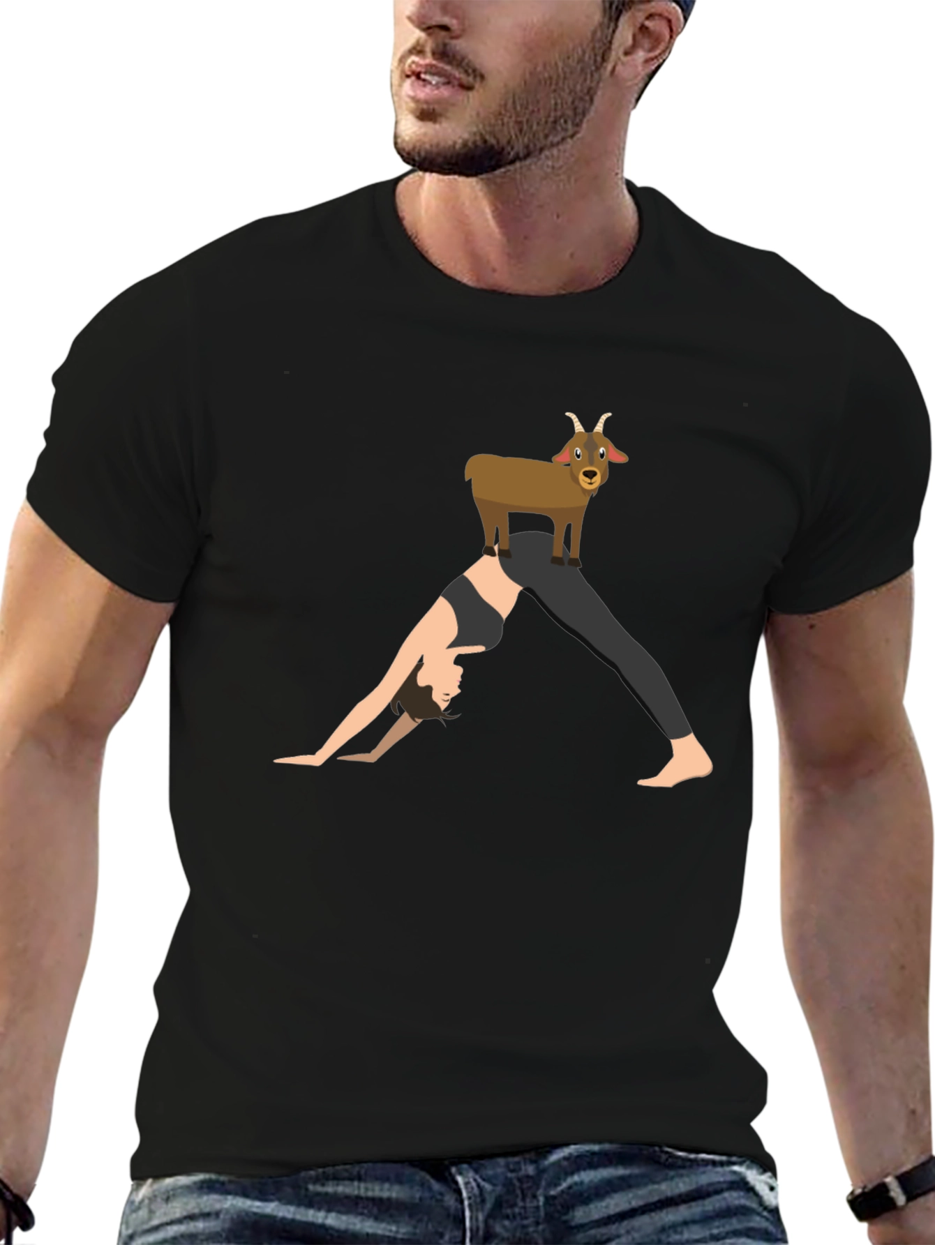 Yoga Goat T-Shirt: Downward Dog Fun