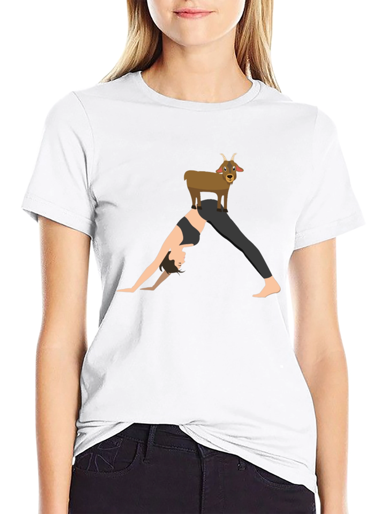 Yoga Goat T-Shirt: Downward Dog Fun