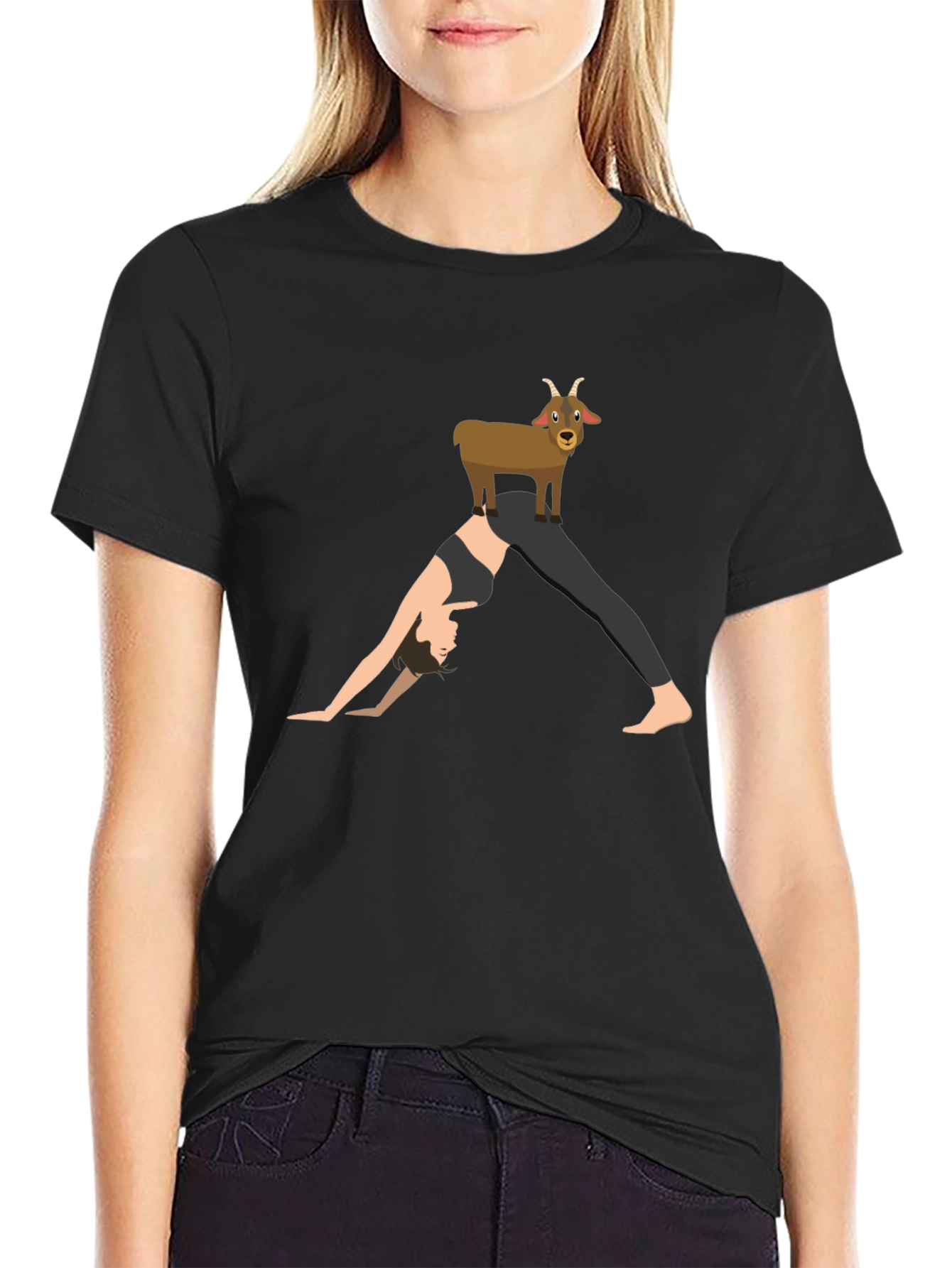 Yoga Goat T-Shirt: Downward Dog Fun