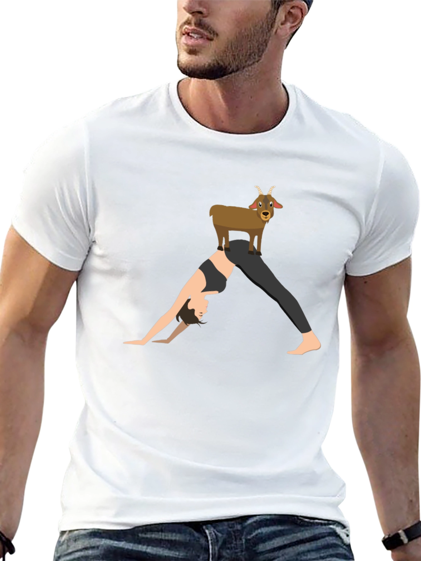 Yoga Goat T-Shirt: Downward Dog Fun