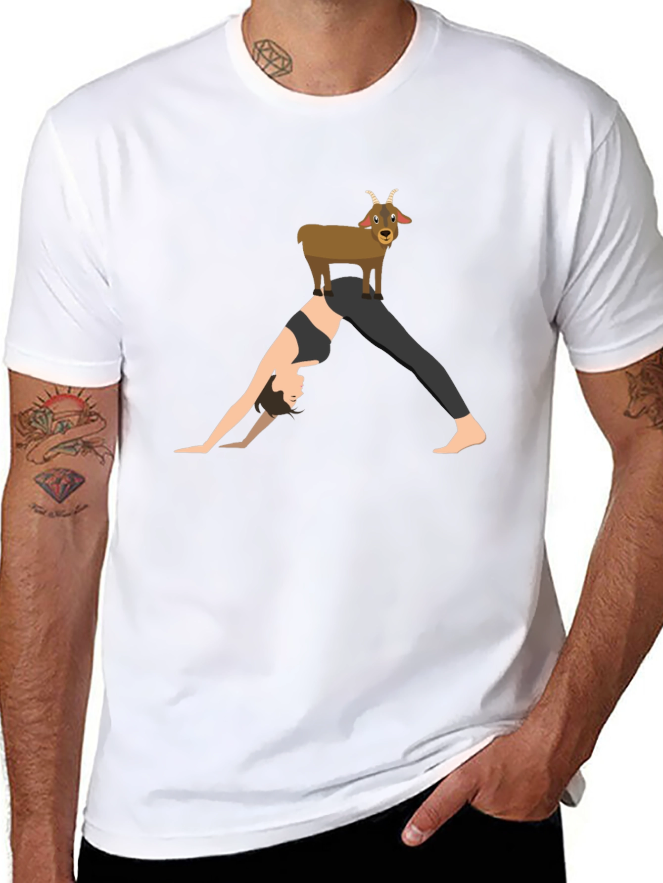 Yoga Goat T-Shirt: Downward Dog Fun
