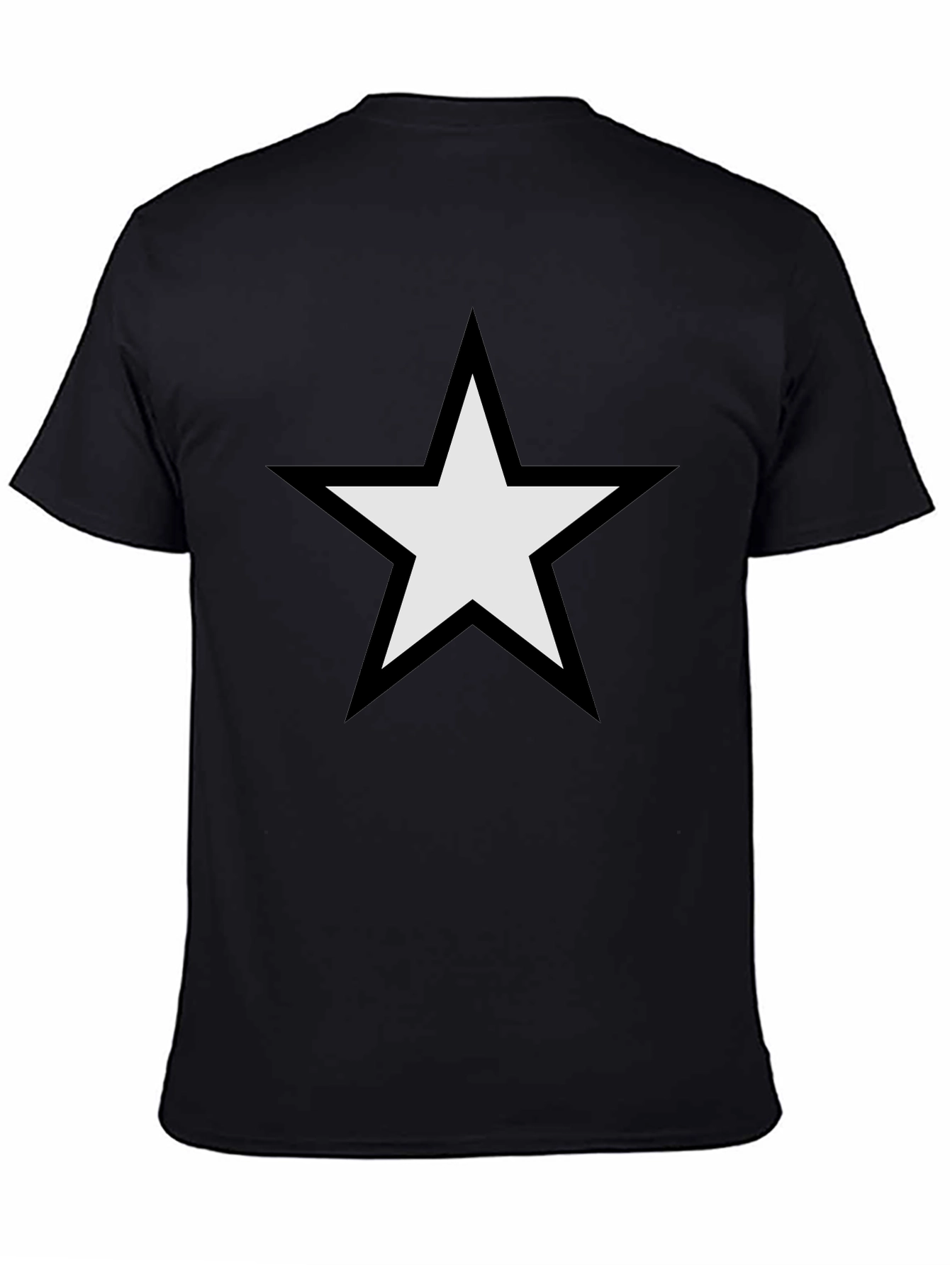 Black T-Shirt with White Star Graphic