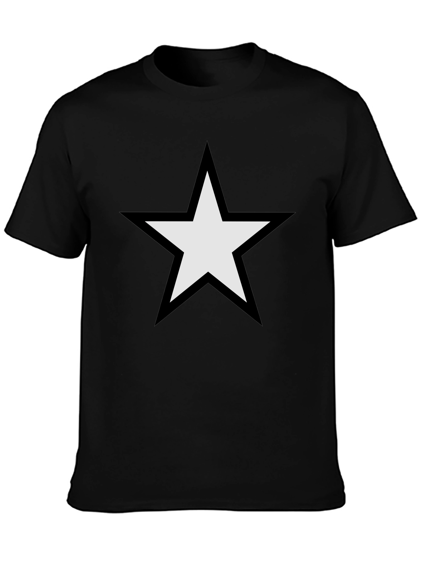 Black T-Shirt with White Star Graphic