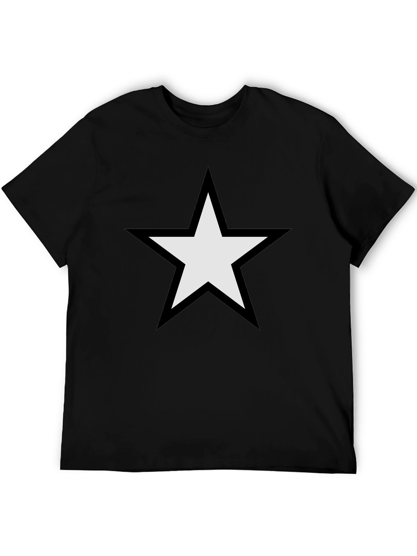 Black T-Shirt with White Star Graphic