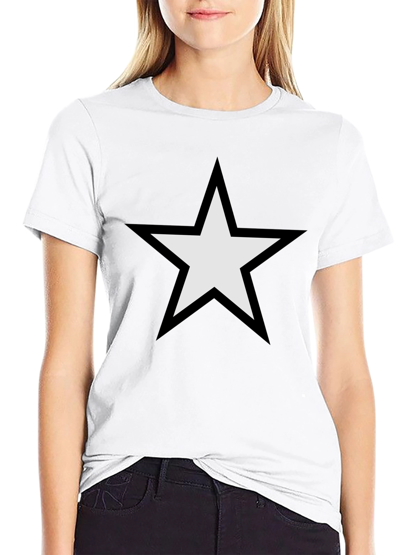 Black T-Shirt with White Star Graphic