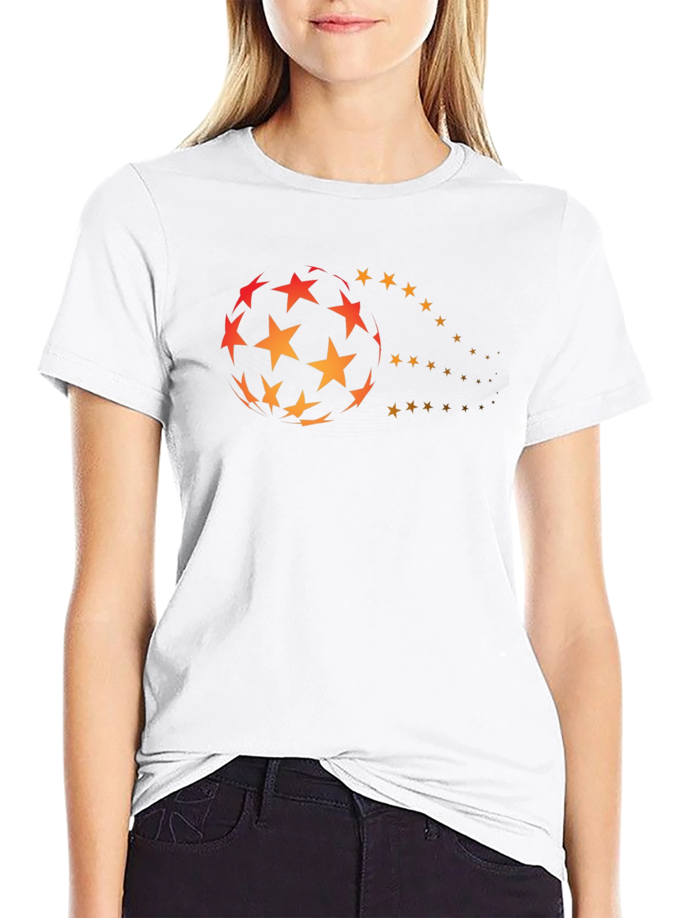 Mens Black Graphic Tee - Star Ball Design