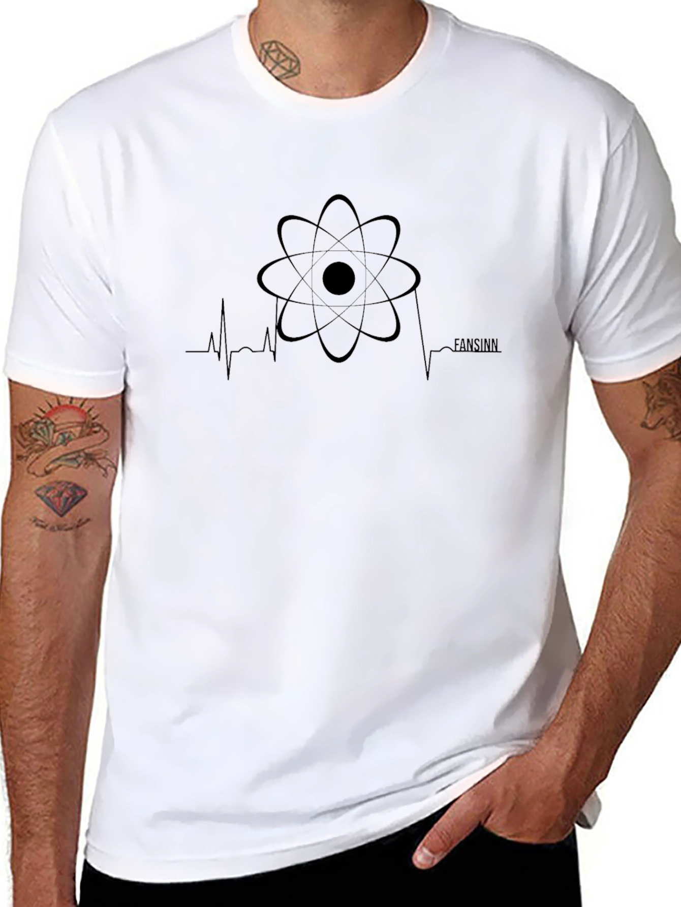 Science Atom Heartbeat Black T-Shirt